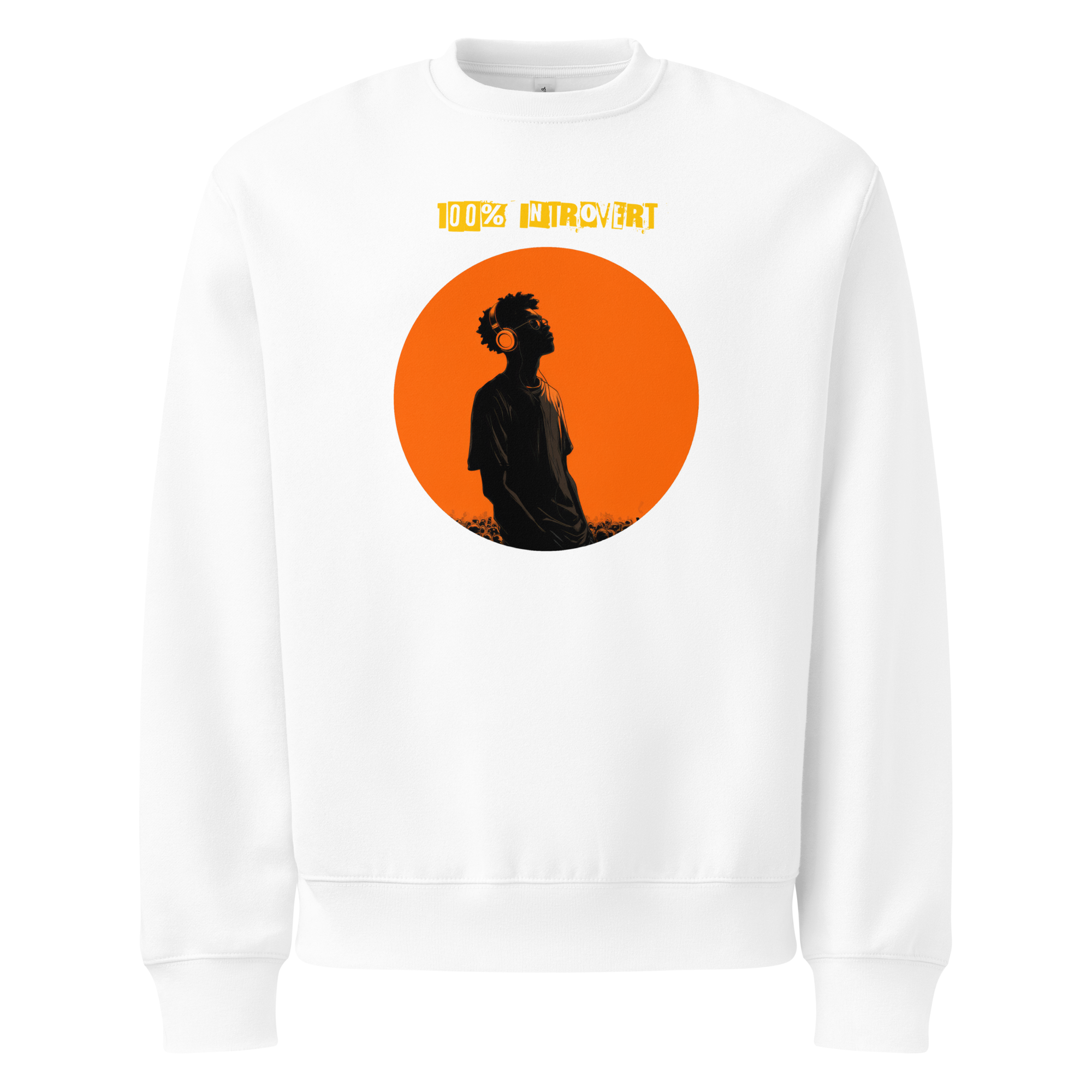 IntrovertedAlpha™ Oversized Sweatshirt in White for men, clean minimalist sweatshirt with a premium heavyweight finish