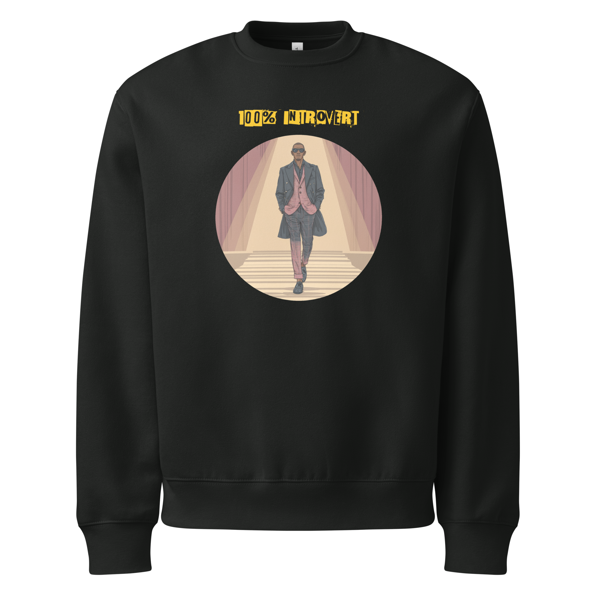 IntrovertedAlpha™ Oversized Sweatshirt in Vintage Black for men, washed heavyweight sweatshirt with a relaxed oversized fit