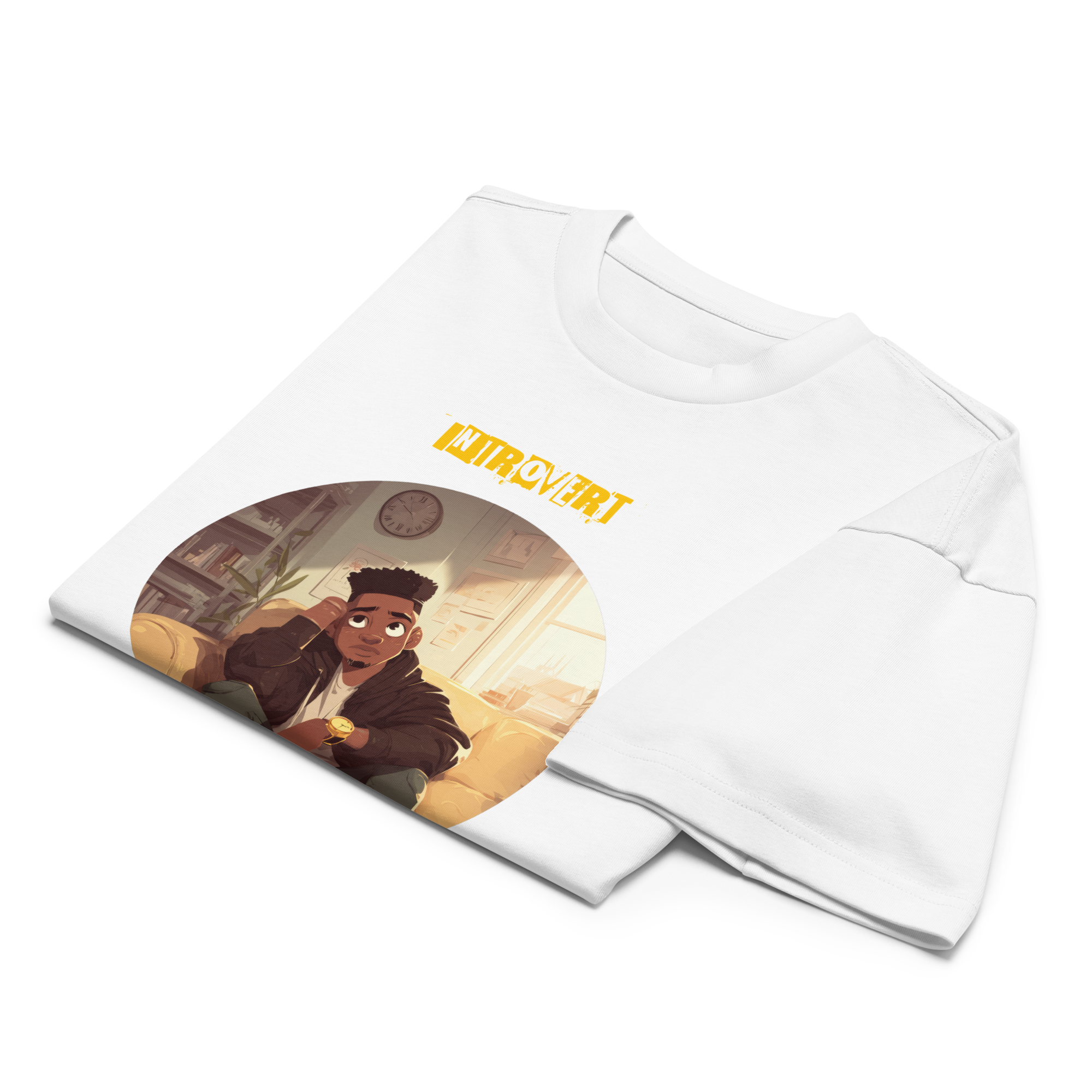 IntrovertedAlpha™ Box Tee in White for men, crisp structured box tee with a clean premium finish