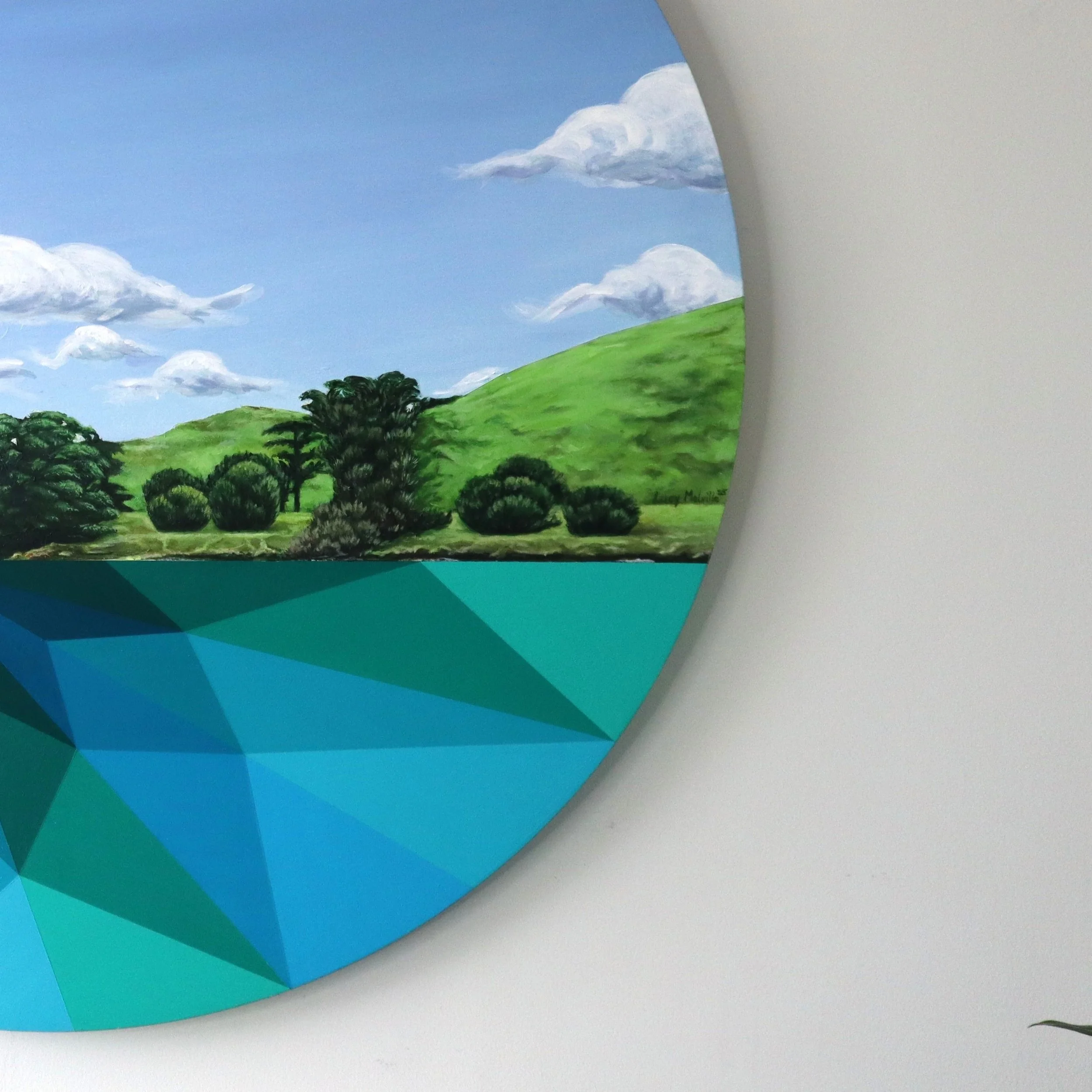 Edge of Motukorea Original Painting of Browns Island by New Zealand Artist Lucy Melville Detail right edge.JPG