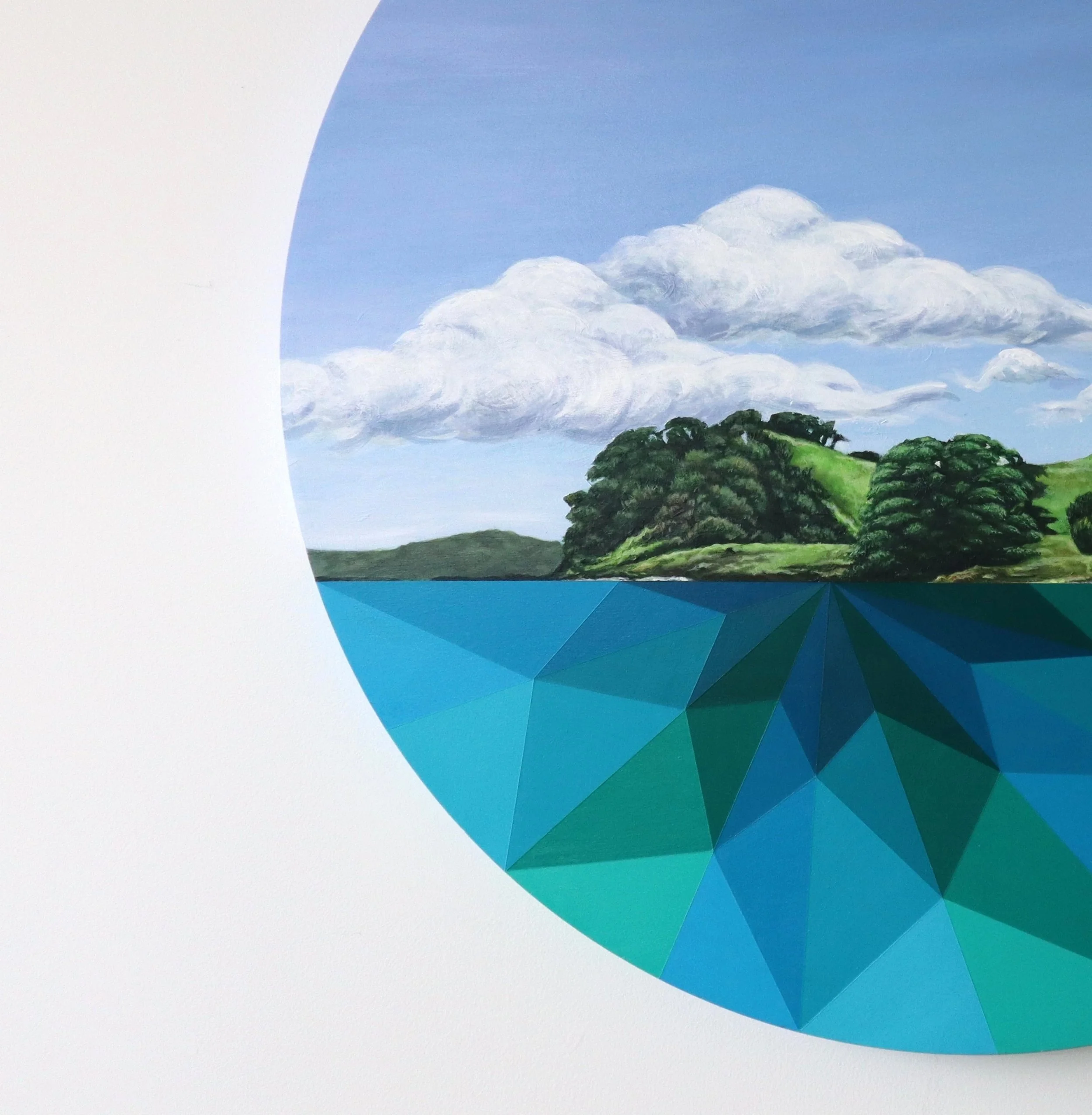 Edge of Motukorea Original Painting of Browns Island by New Zealand Artist Lucy Melville Detail left edge.JPG
