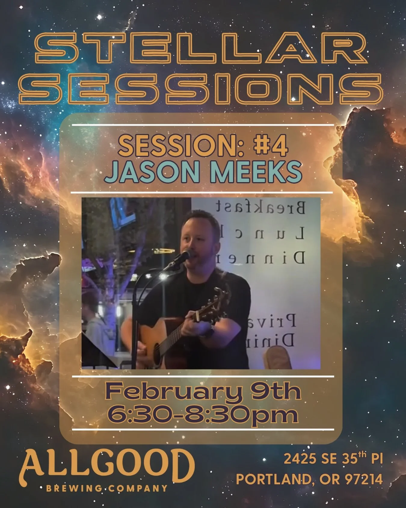 Monday Monday Monday!

Join us for the next session, featuring Jason Meeks, solo acoustic artist playing the very best of 90s alternative along with a little dabbling in country music. 

Come support local artists in a cozy space while unwinding from