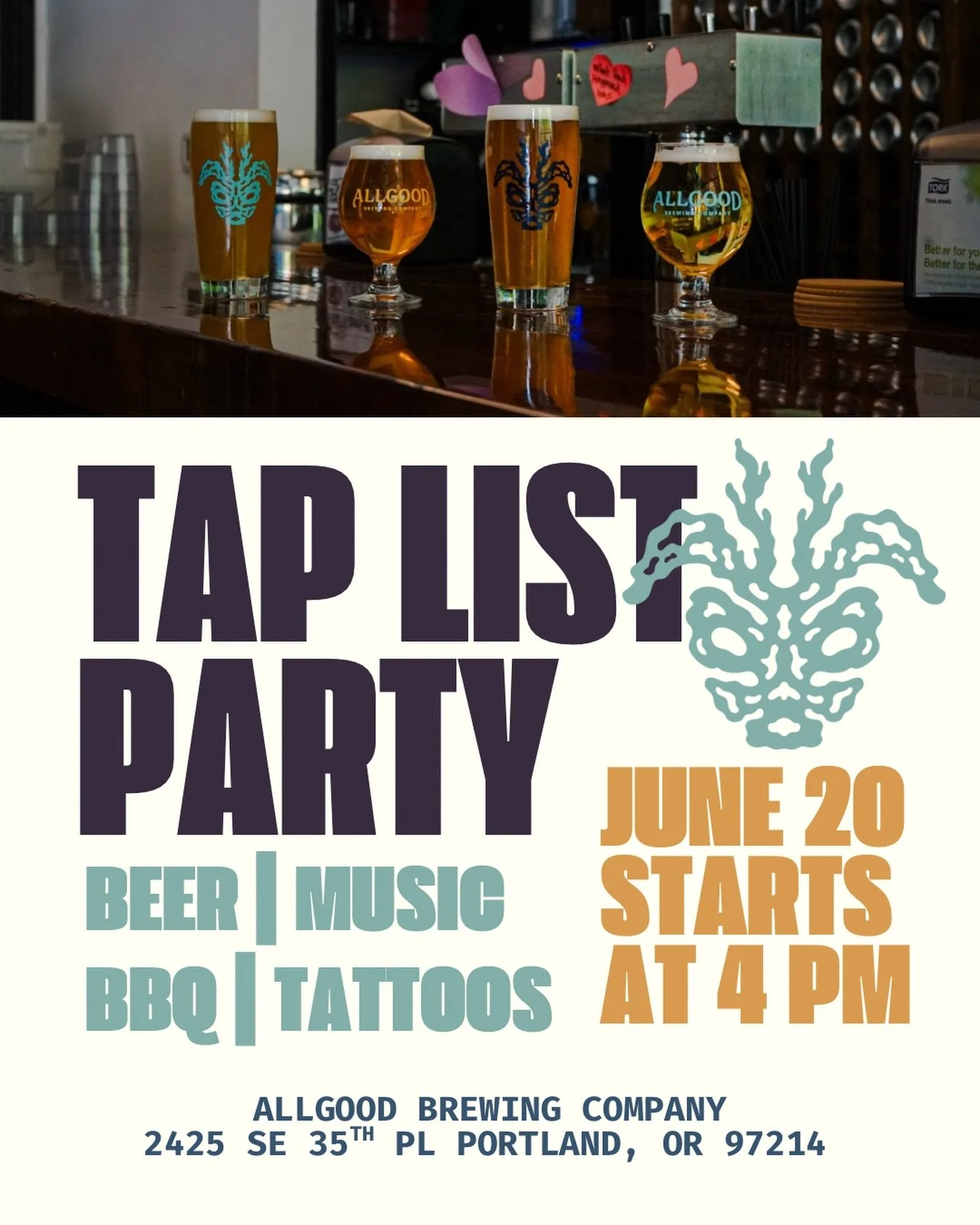 Alright y&rsquo;all, 

The time has come&hellip;we officially have Allgood Brewing Company beer. While we&rsquo;re currently still pouring through some guests, once they&rsquo;re gone&hellip;they&rsquo;re gone. (Hopefully) 

We may bring a guest tap 