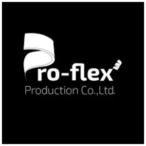 Black background with white logo and text for pro-flex Production Co., Ltd.