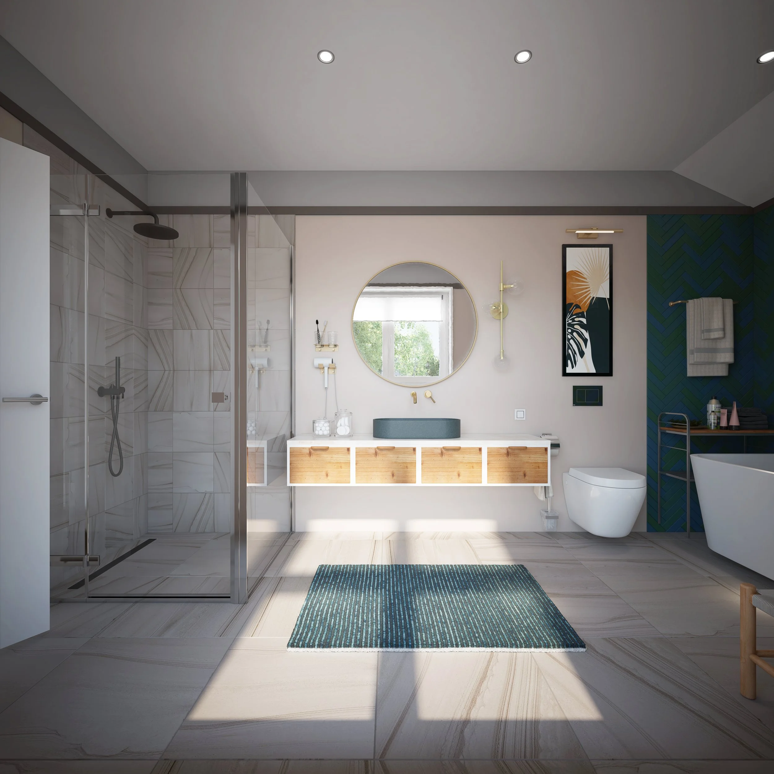 Innenvisualisierung von einem Badezimmer