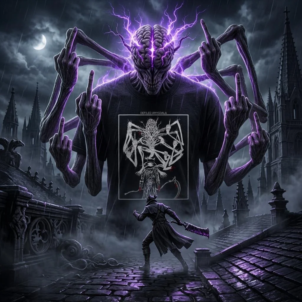 Bloodborne inspired Amygdala metal band tee