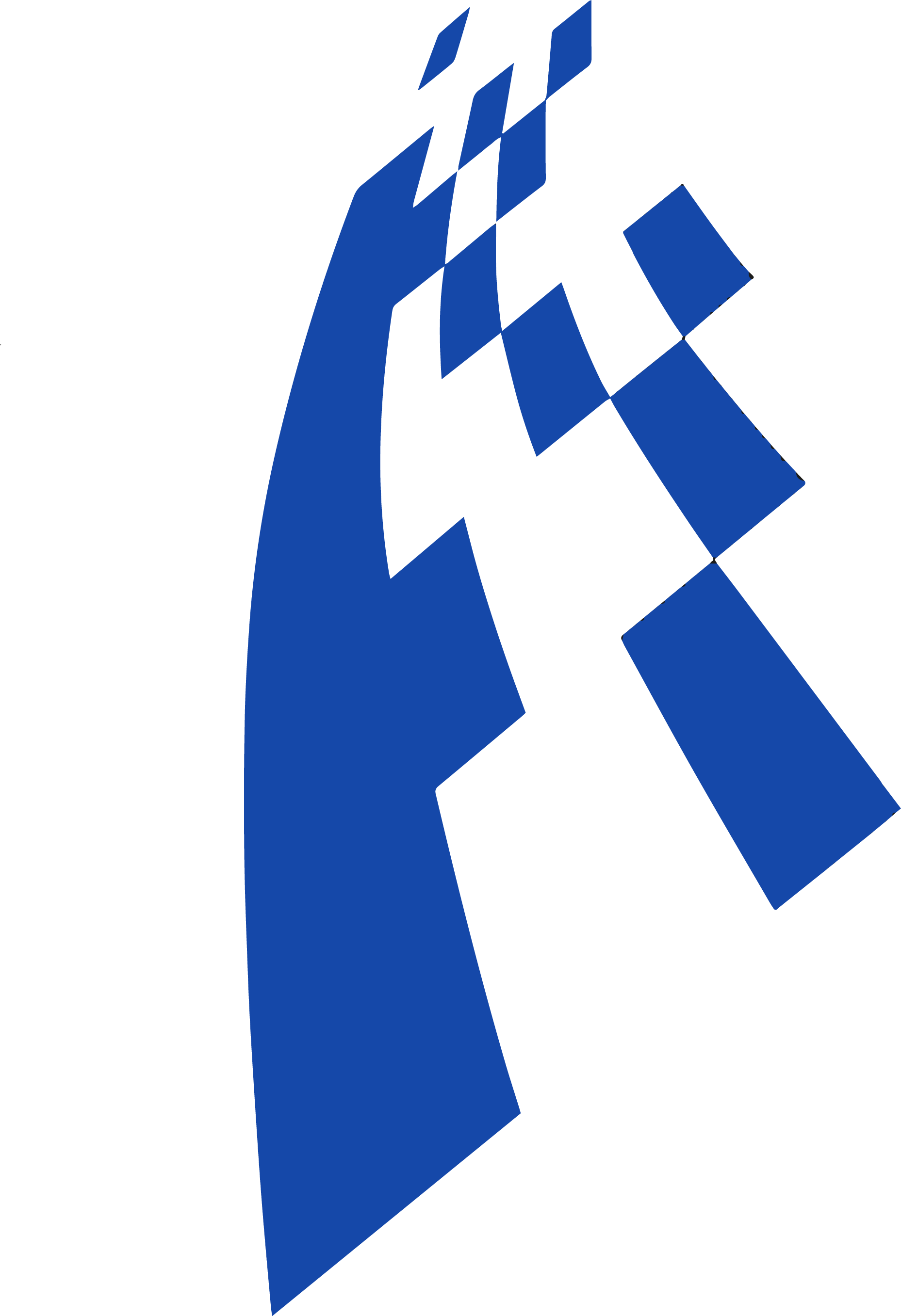 Abstraktes, geometrisches Design in Blau und Schwarz mit schrägen, gewechselten Formen.