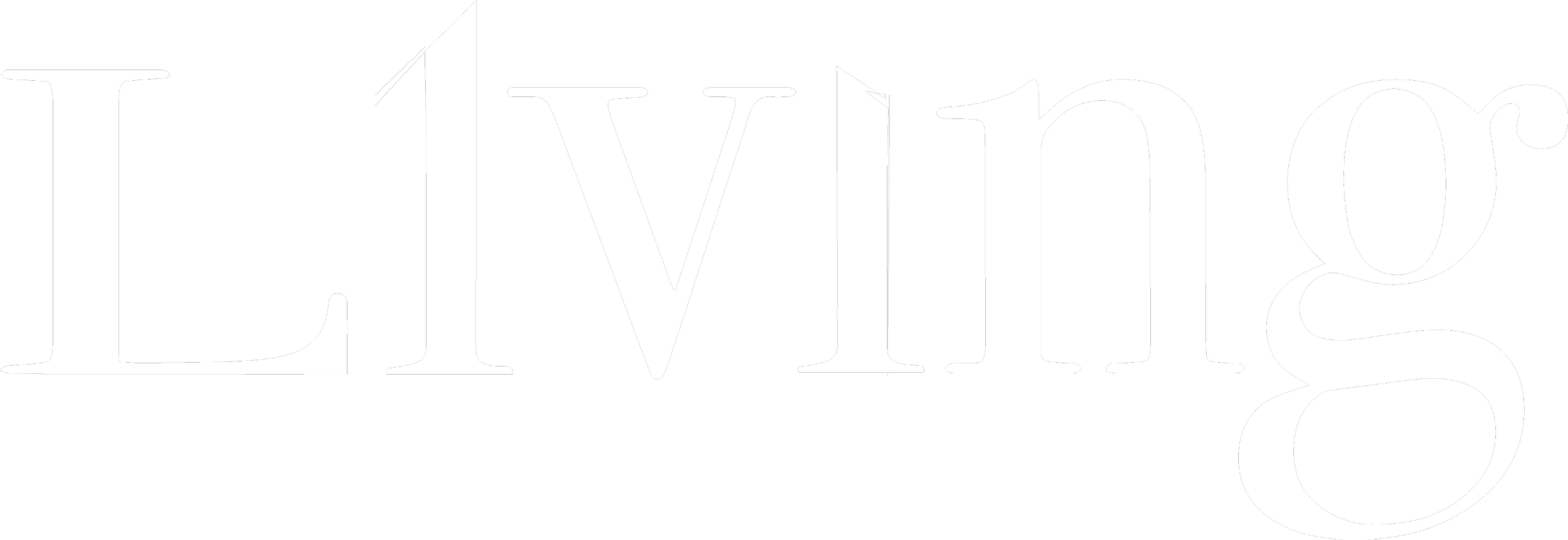 Das Wort 'Living' in weißer, großer Schrift auf schwarzem Hintergrund.