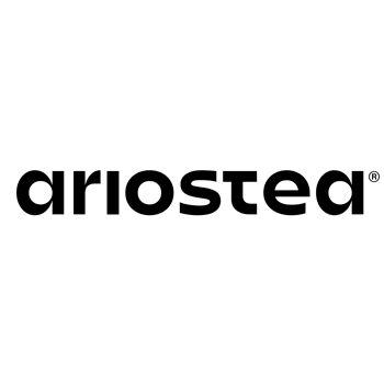 Das Logo von Ariostea in Schwarz auf weißem Hintergrund.