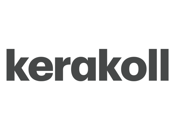 Das Logo des Unternehmens Kerakoll in schwarzer Schrift auf weißem Hintergrund.