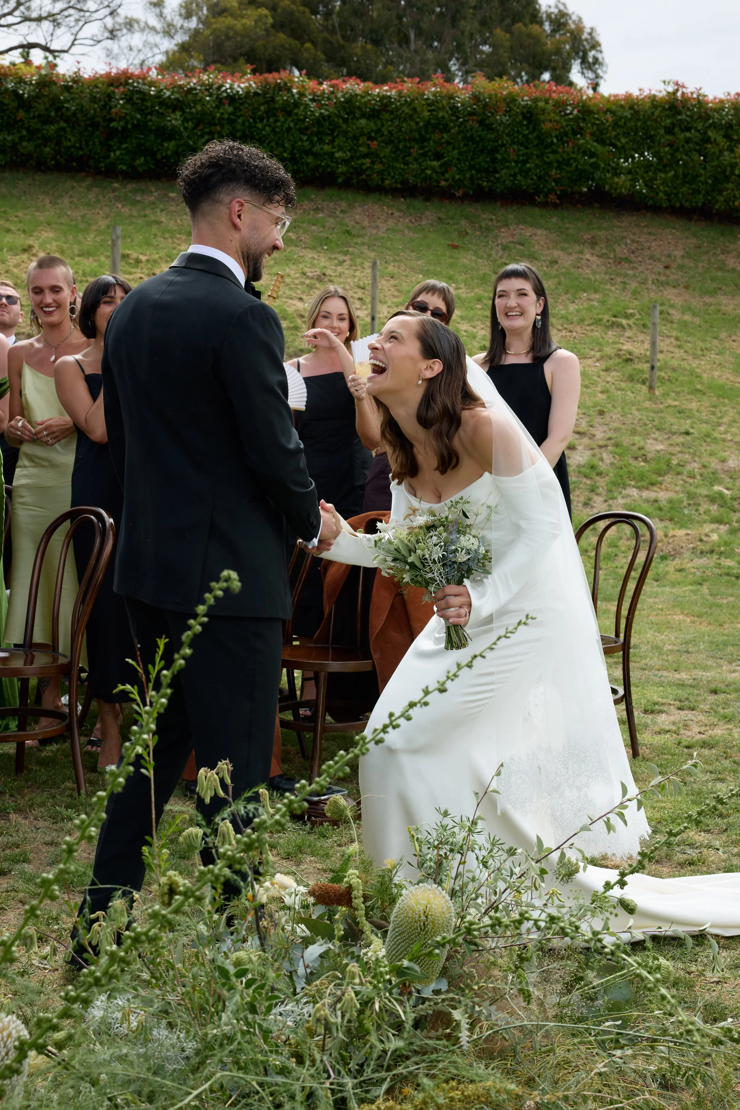 A bride and groom at their wedding ceremony