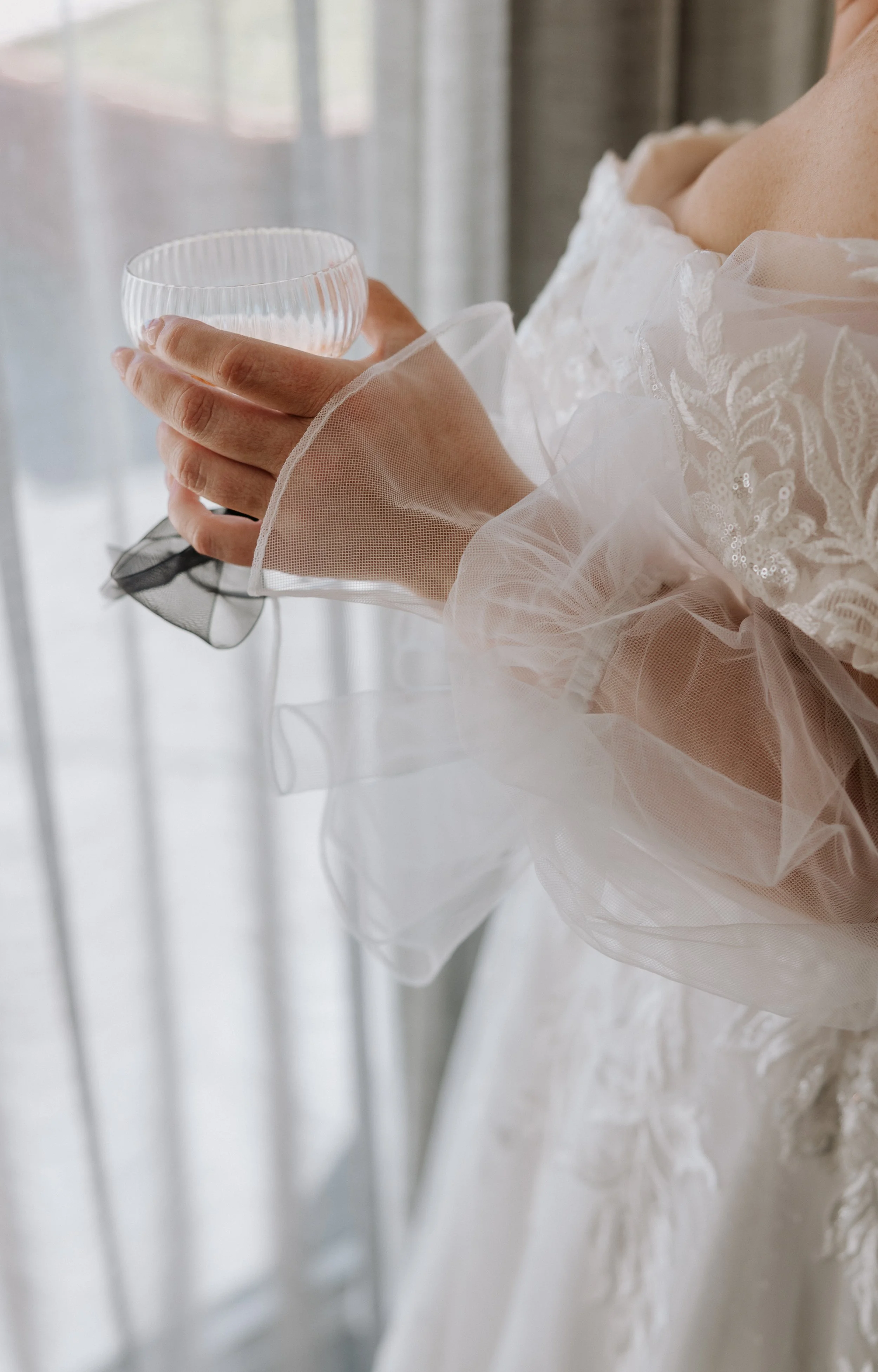 Martini glass during getting ready photos