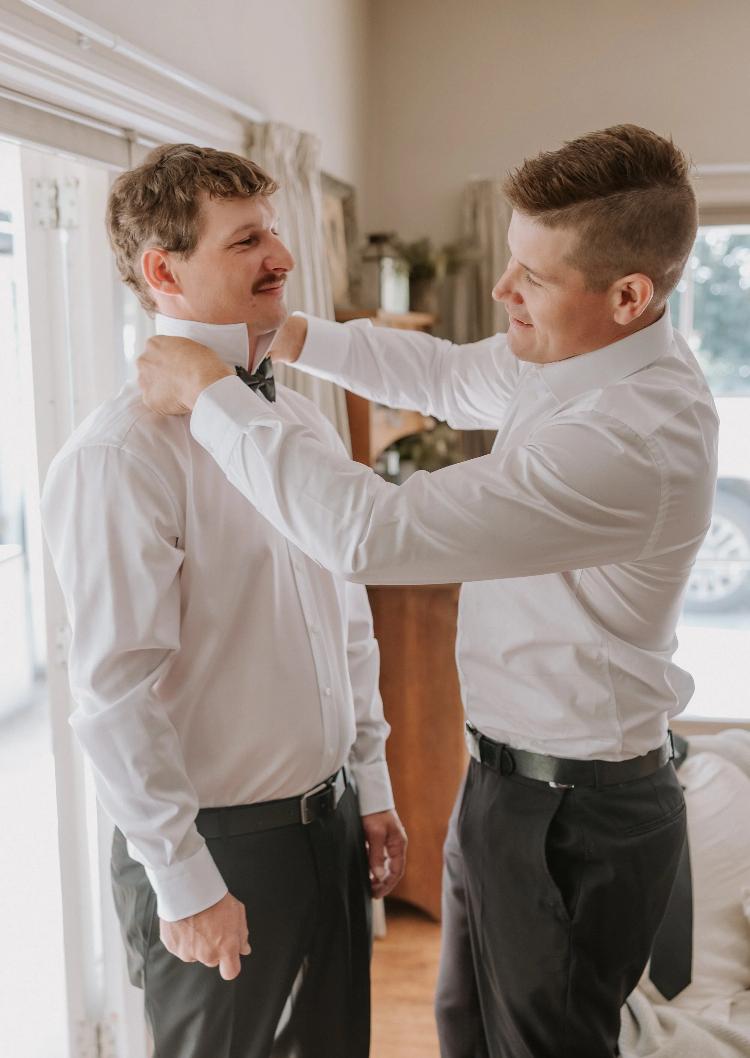 getting ready with groomsmen