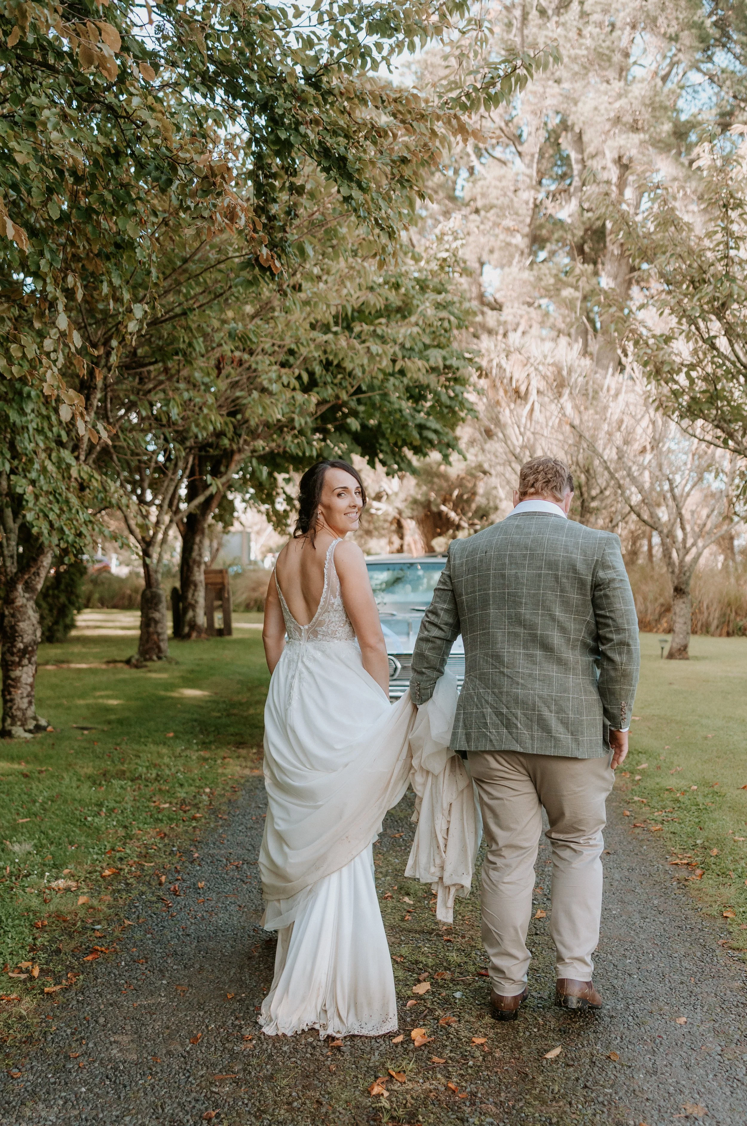 bride smiling back at the camera