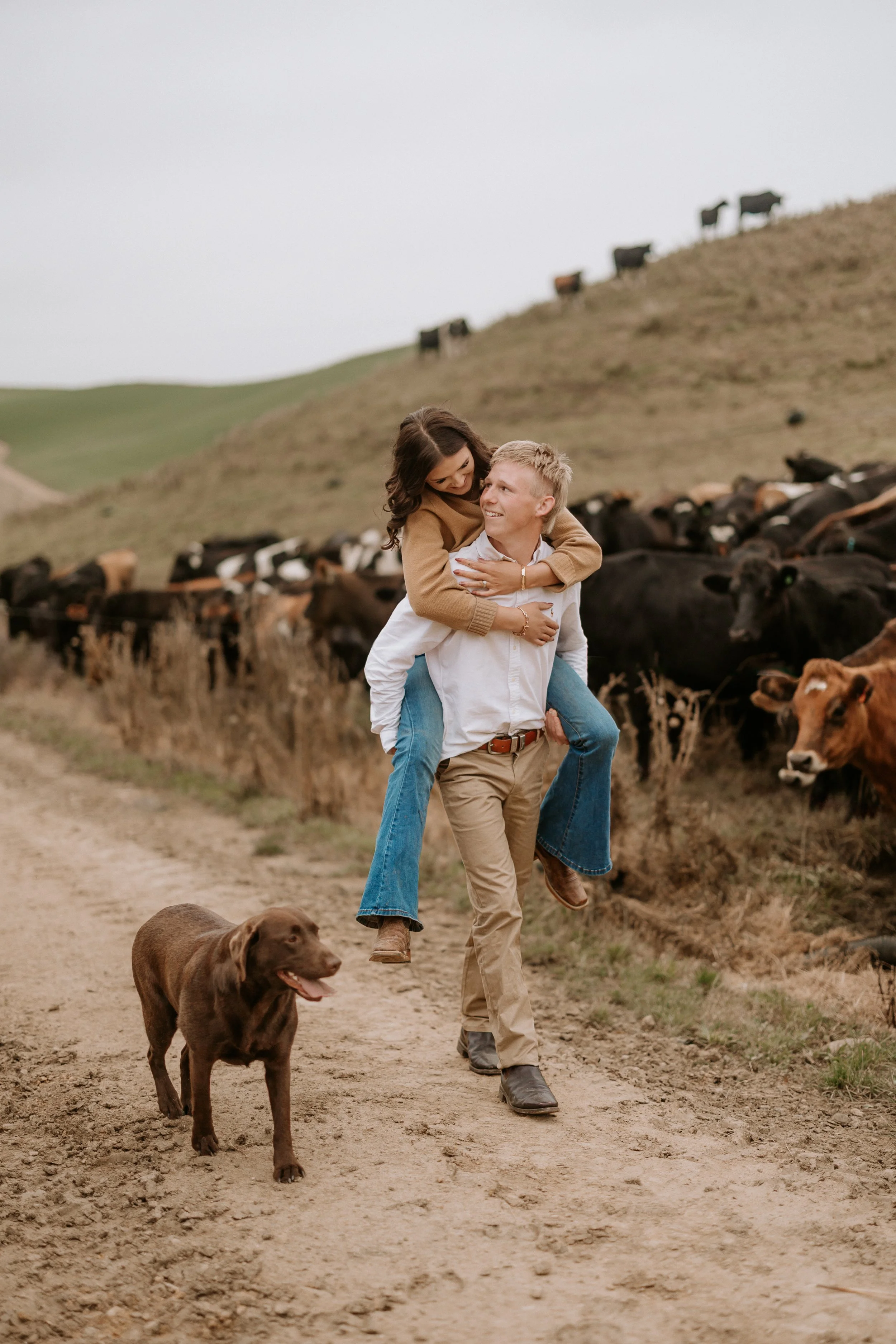 couple walking at farm