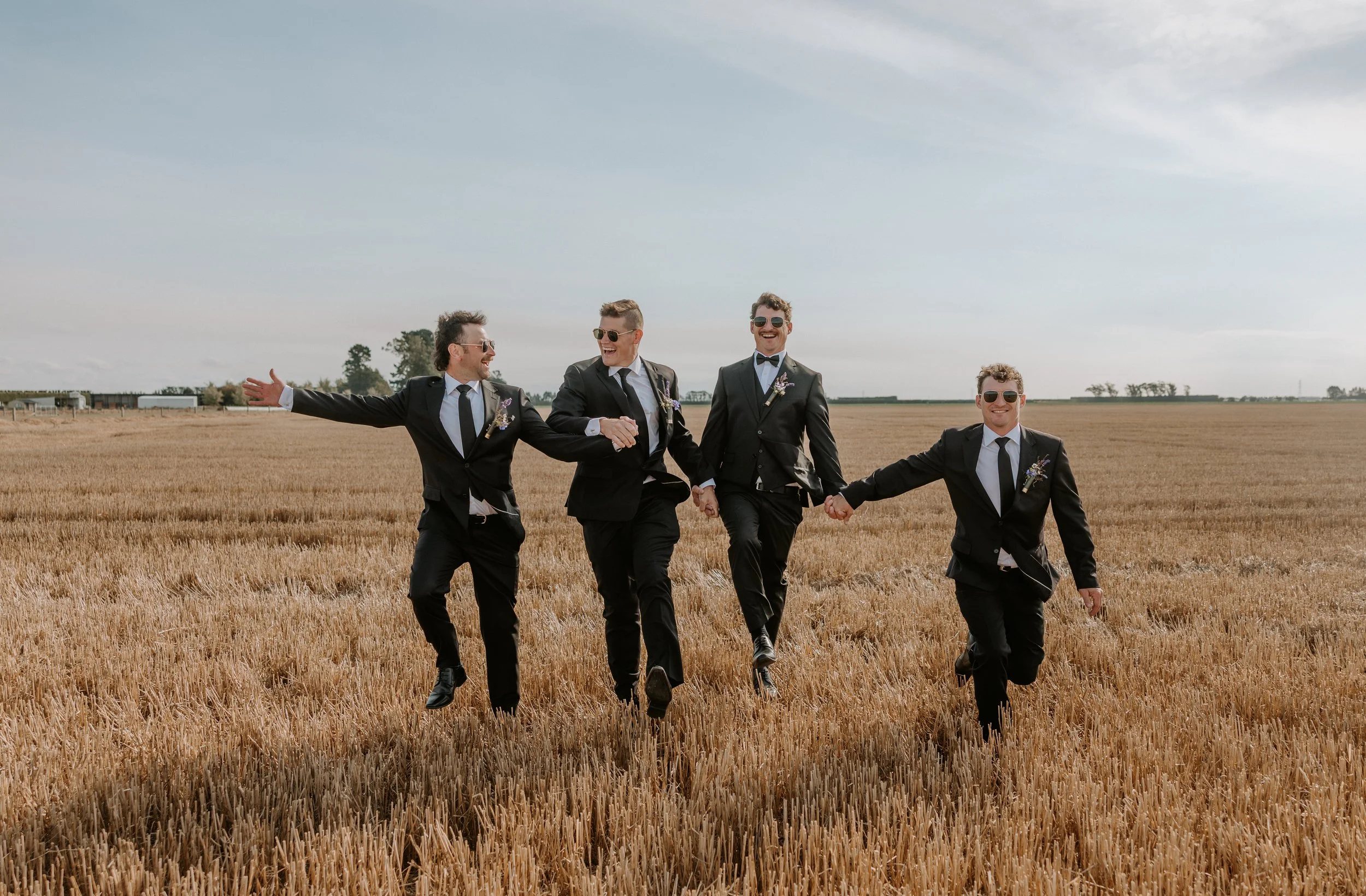 groomsmen skipping