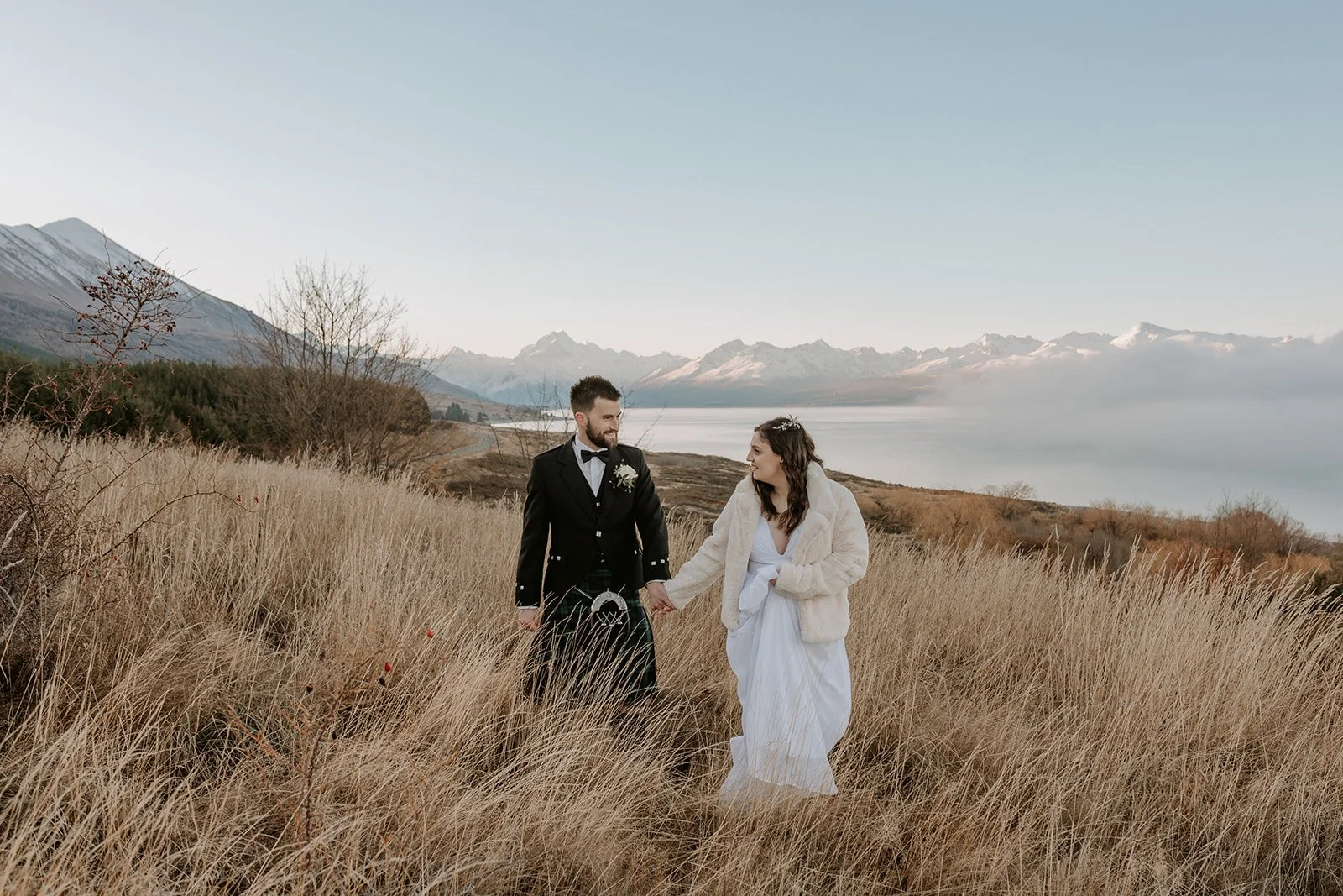 couple laughing walking