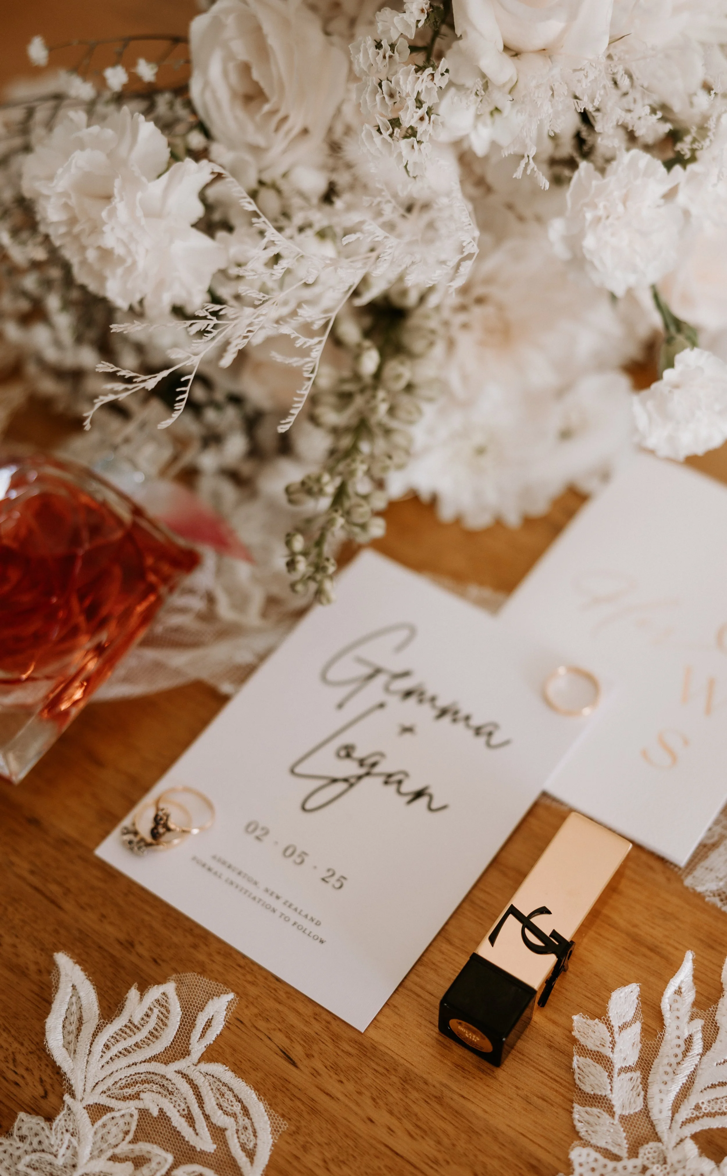 flat lay details at wedding