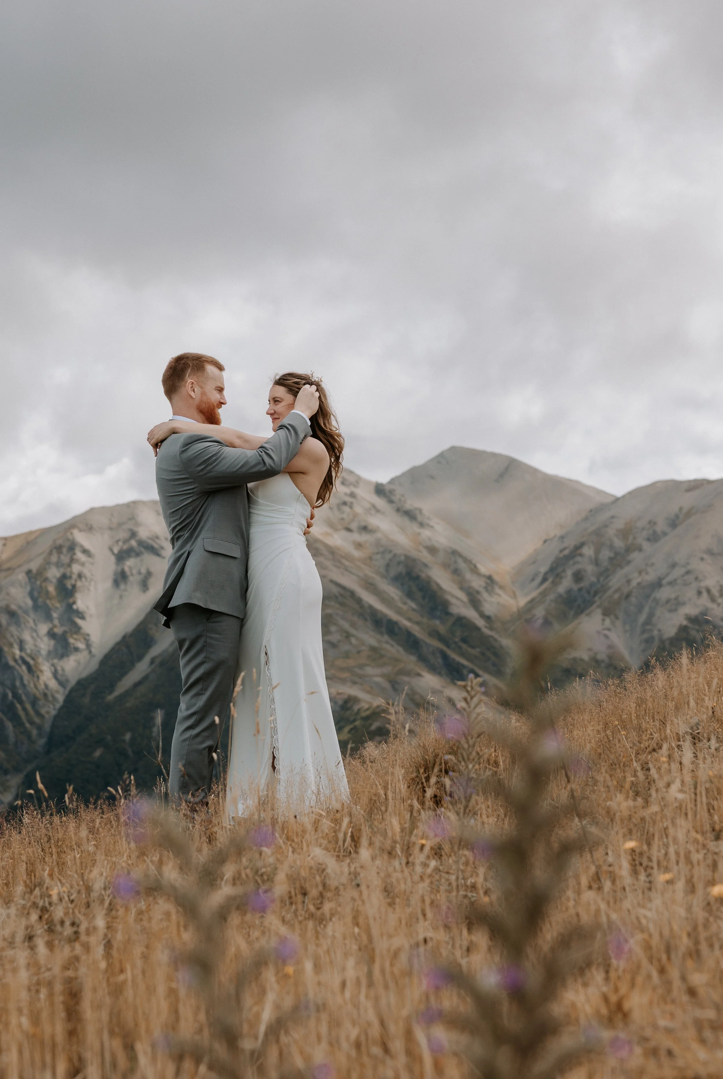groom tucking hair