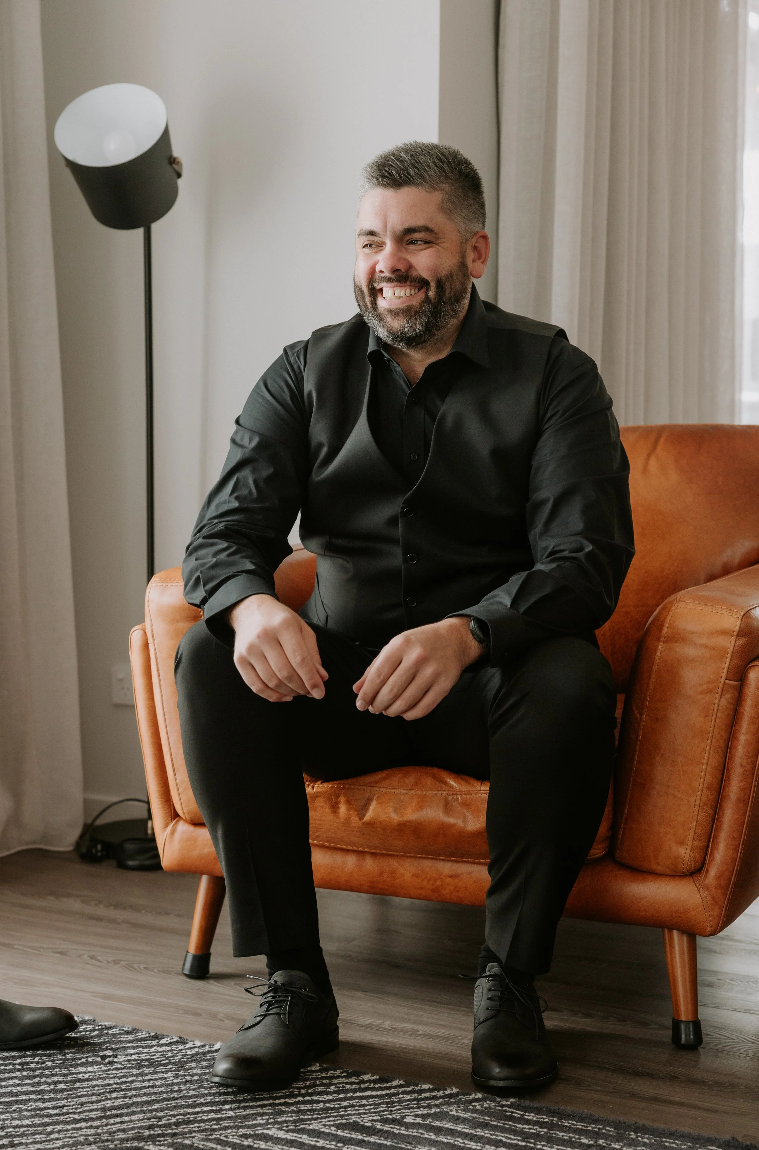 groom smiling