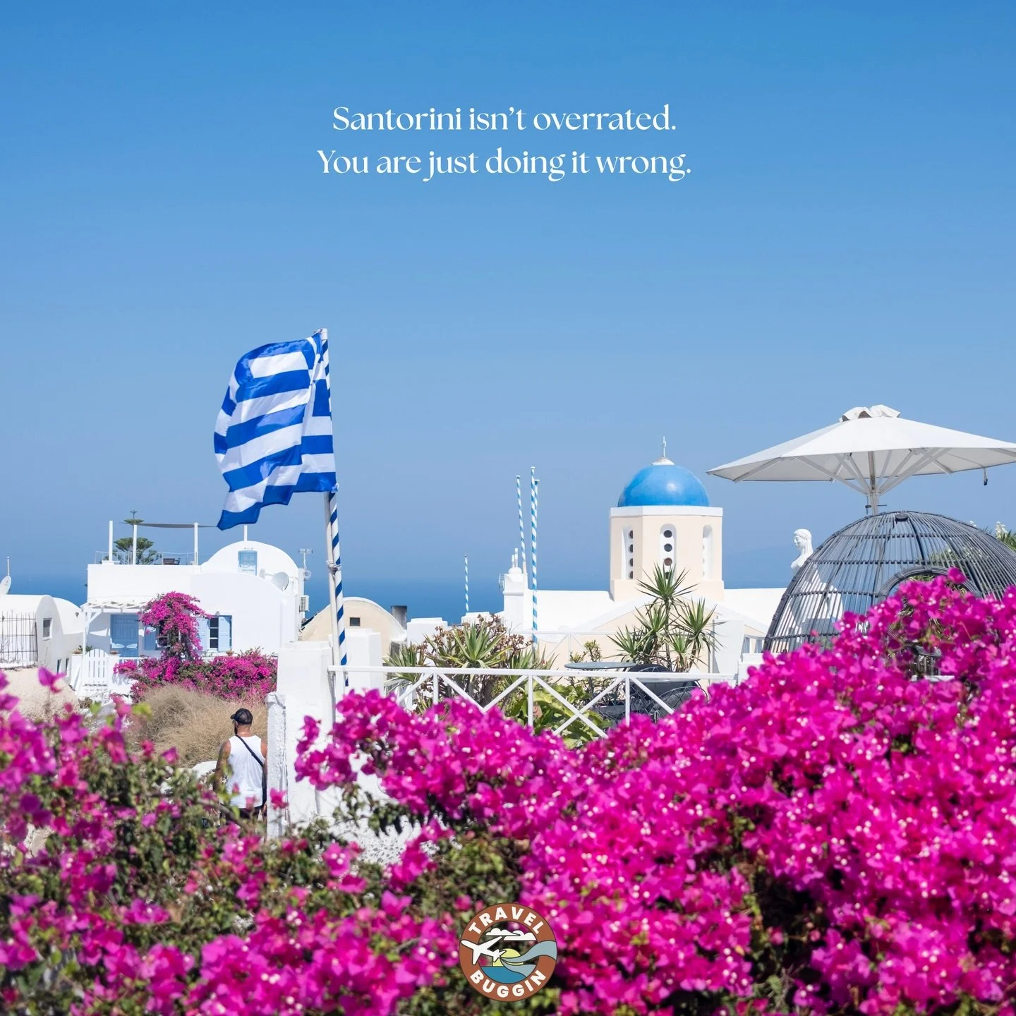 Ahh yes, the dramatic sunsets over the Caldera of Santorini. 

More churches than houses. 
Some of the oldest vineyards in the world.
Potentially home to Atlantis.
It lies above a huge prehistoric volcano that erupted more than 520,000 years ago. Not