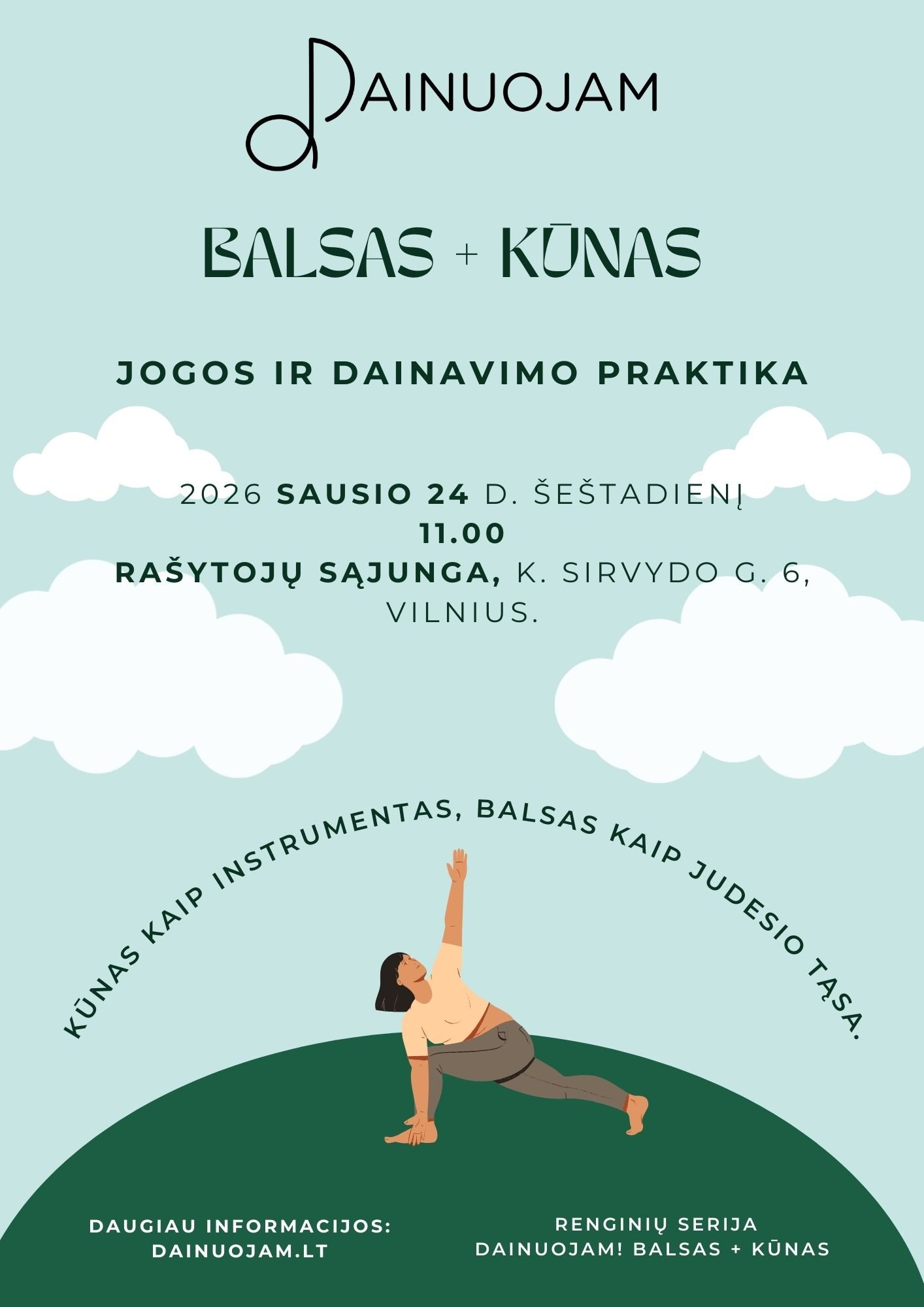 Balsas + Kūnas kartu su dainavimo ir jogos praktikomis