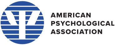 Logo of the American Psychological Association with blue circle and black text