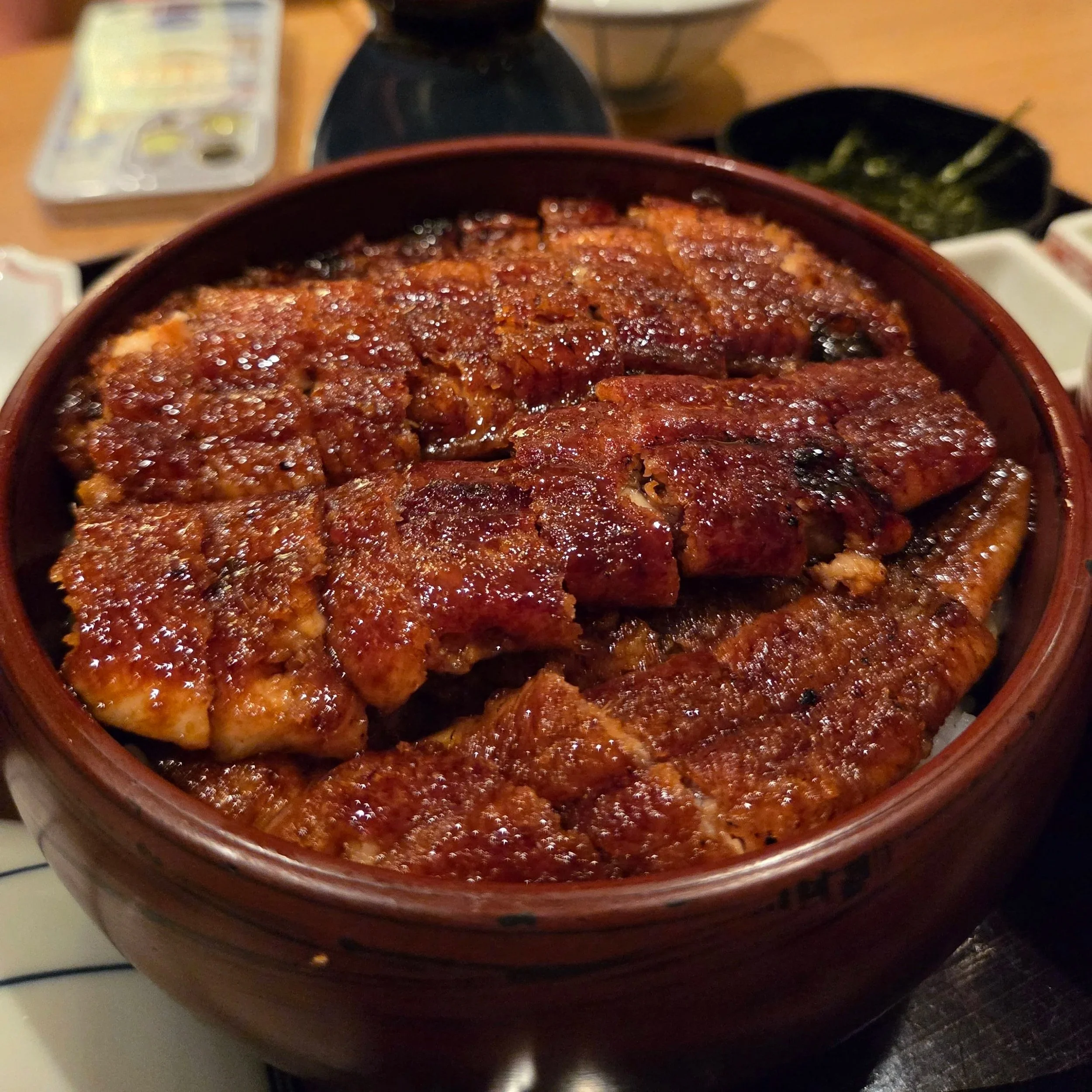 A serving of Nagoya-style hitsumabushi eel cooked over open coals