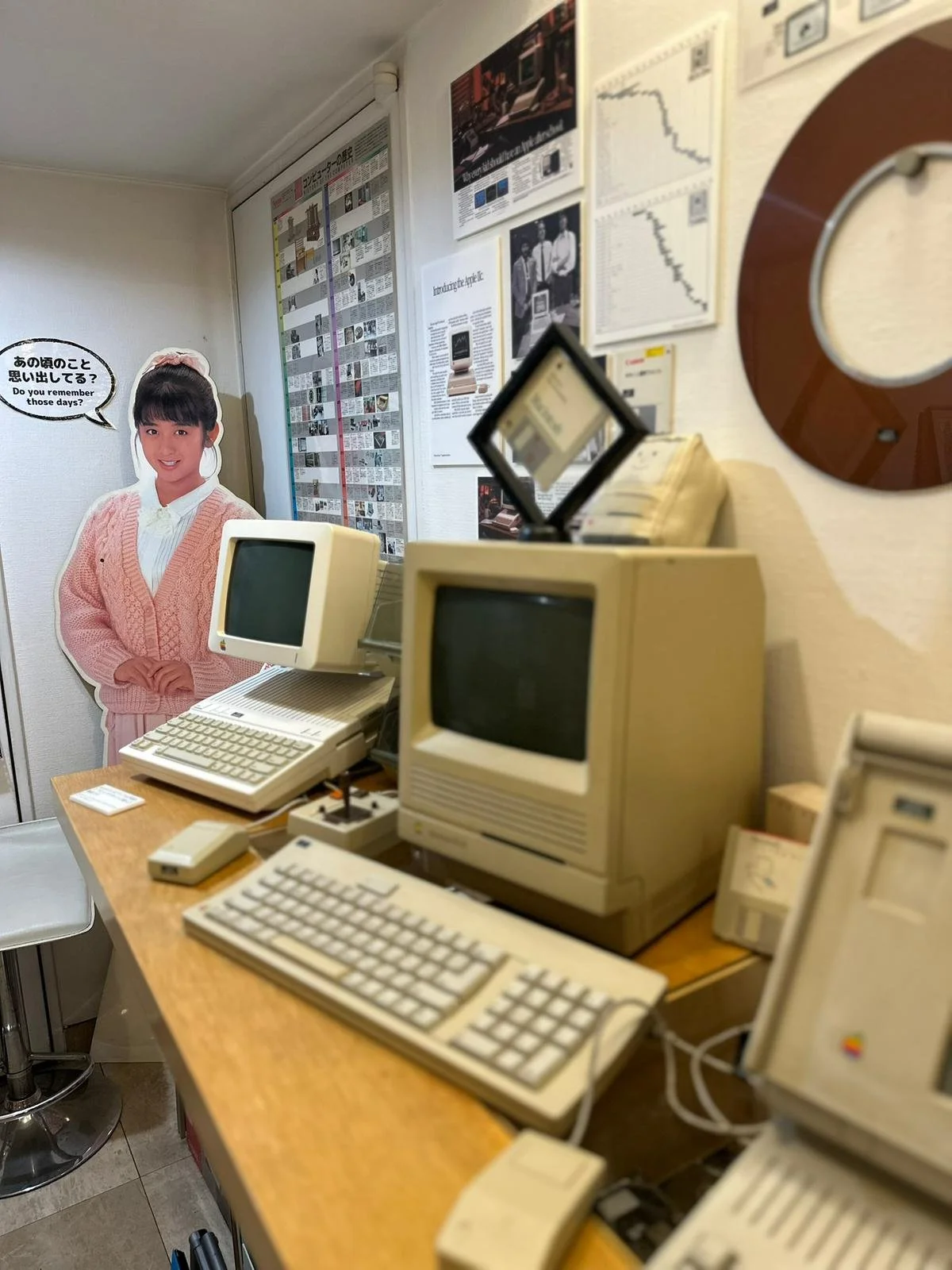 Old computers and floppy disks at the Extinct Media Museum in Tokyo