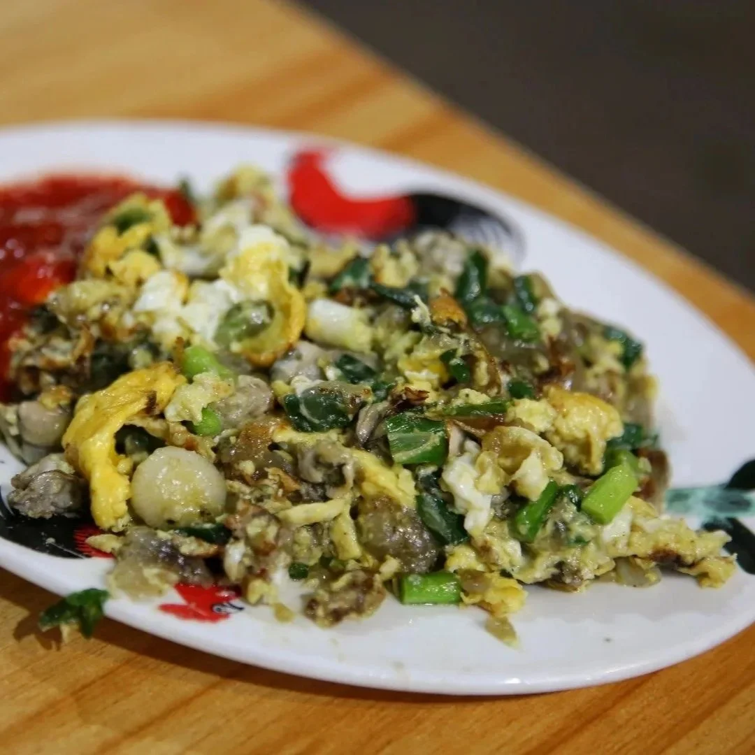 An oyster omelette from Xiamen's famous Huanle eatery
