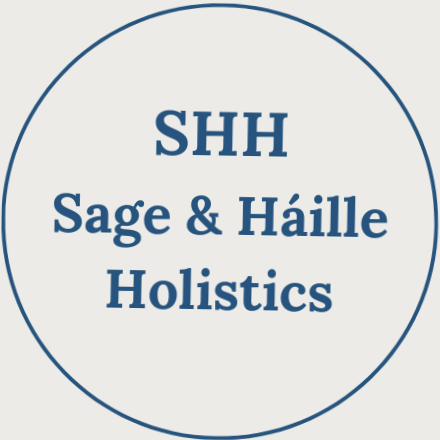 Logo for SHH Sage & Haille Holistics with text inside a circle.
