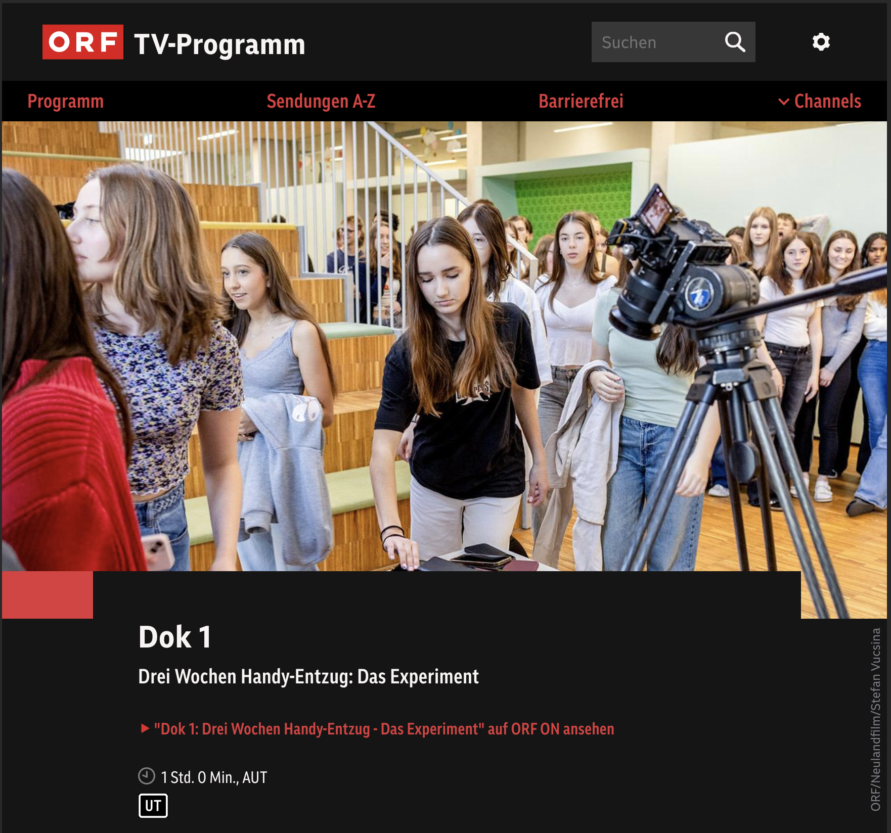 Screenshot ORF Dok 1: Drei Wochen Handy-Entzug - Das Experiment