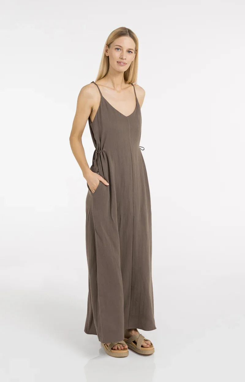 Lange jurk met spaghetttibandjes en strikdetails 2.webp