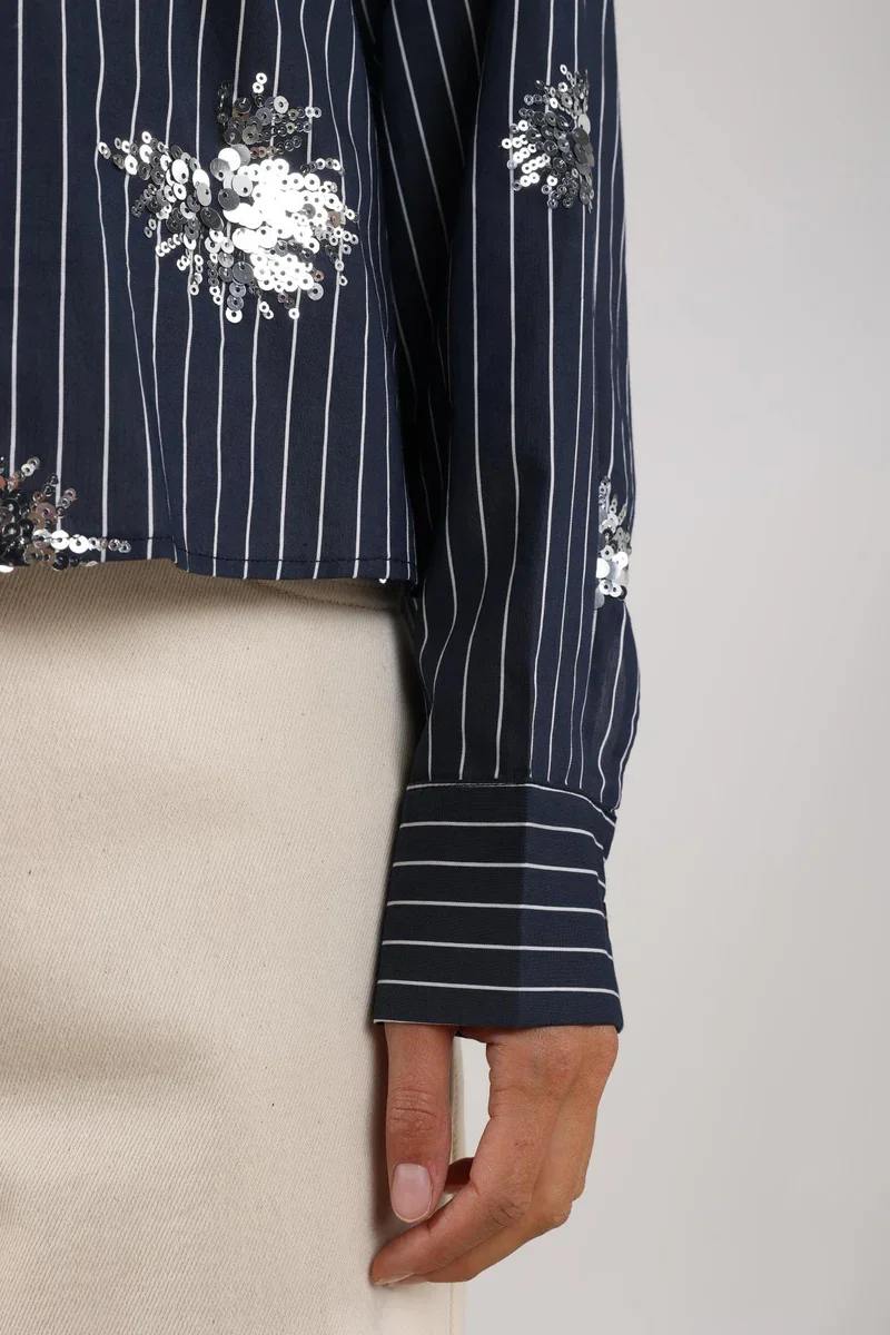 Tessa Blouse Paillet Navy 3.webp