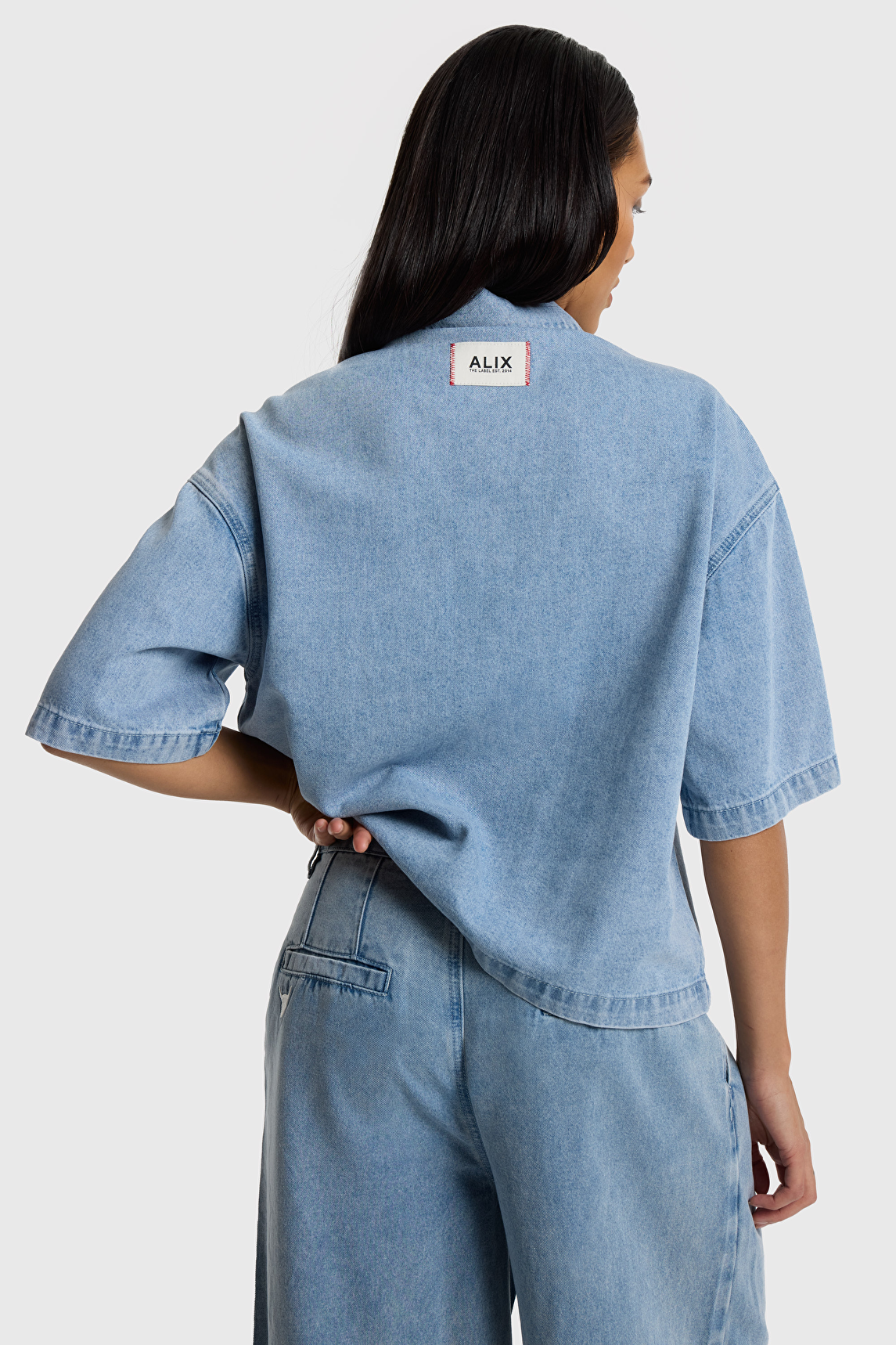 Denim short sleeve blouse 2.webp