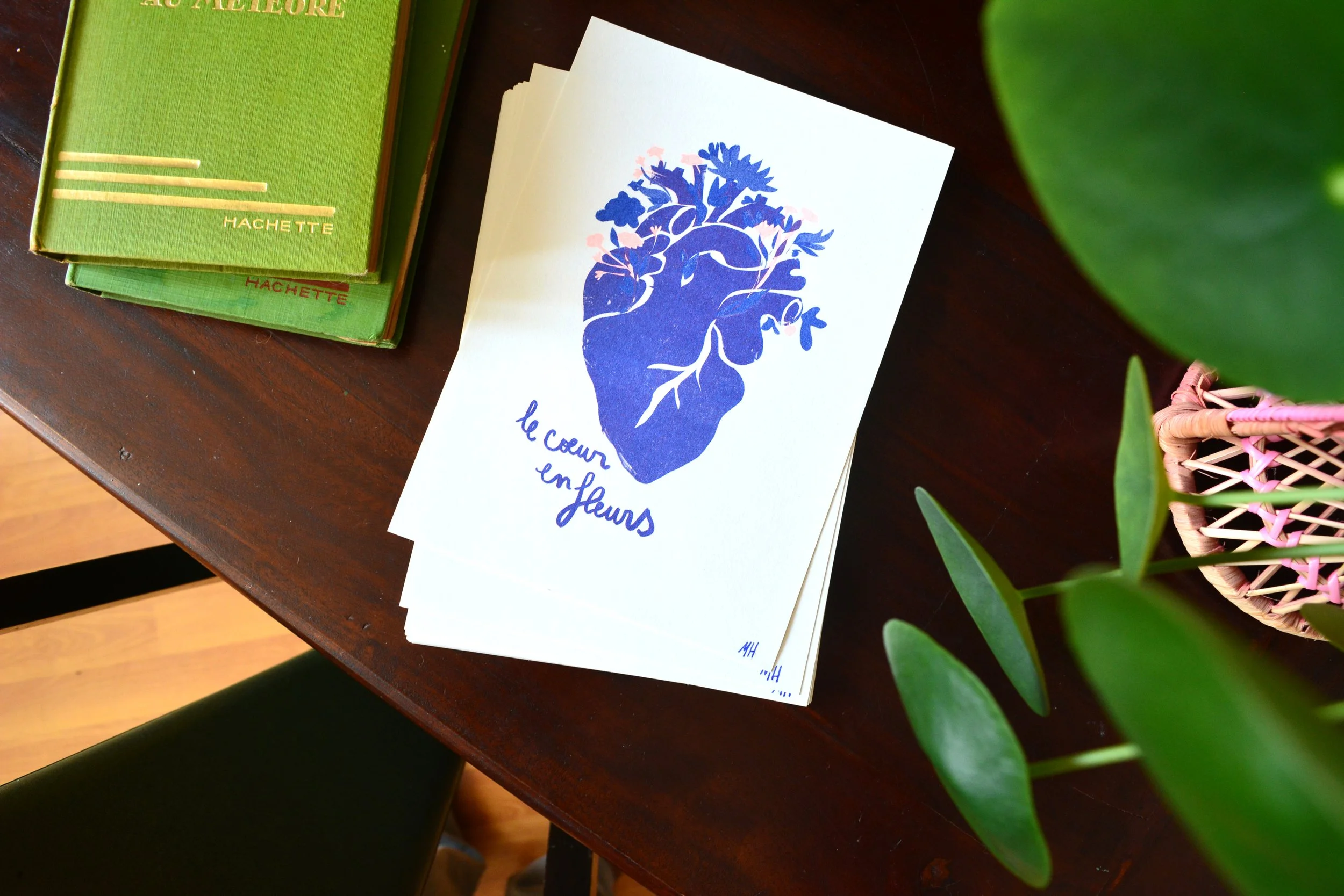 RISOGRAPHIE LE COEUR EN FLEURS