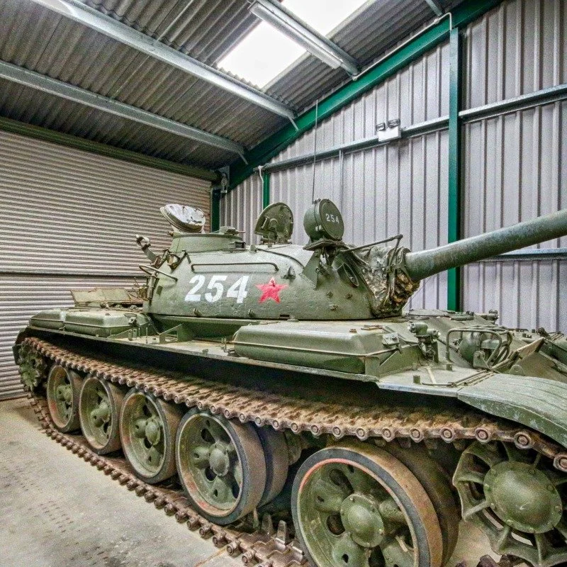 Soviet T-55 tank displayed inside The Muckleburgh Military Collection at Weybourne.