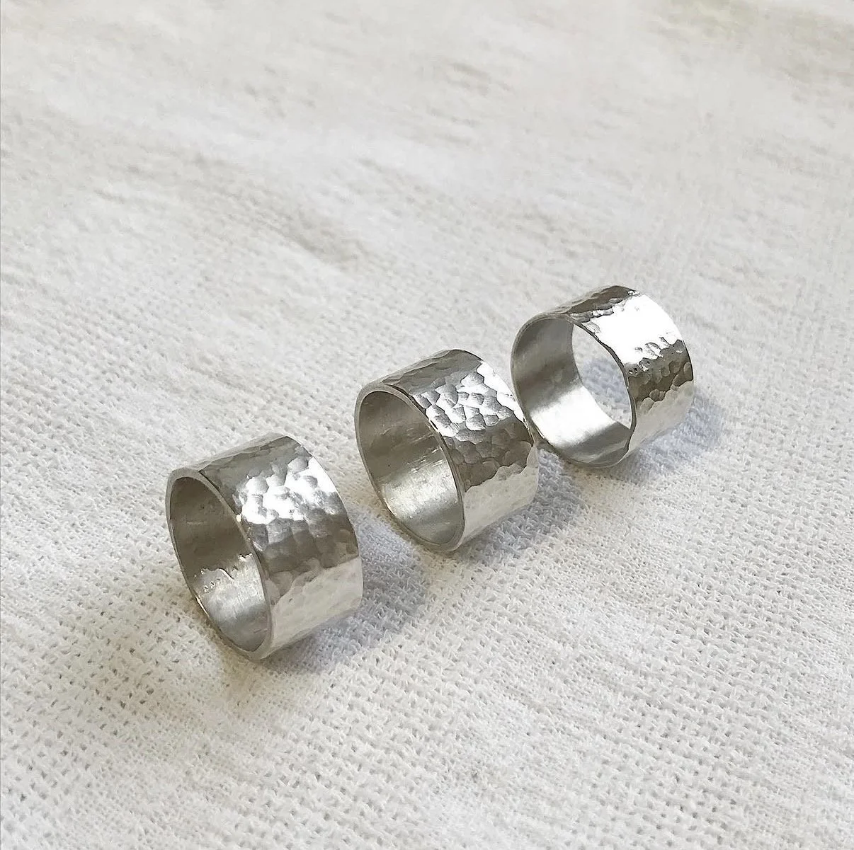 Wide Band Hammered Ring