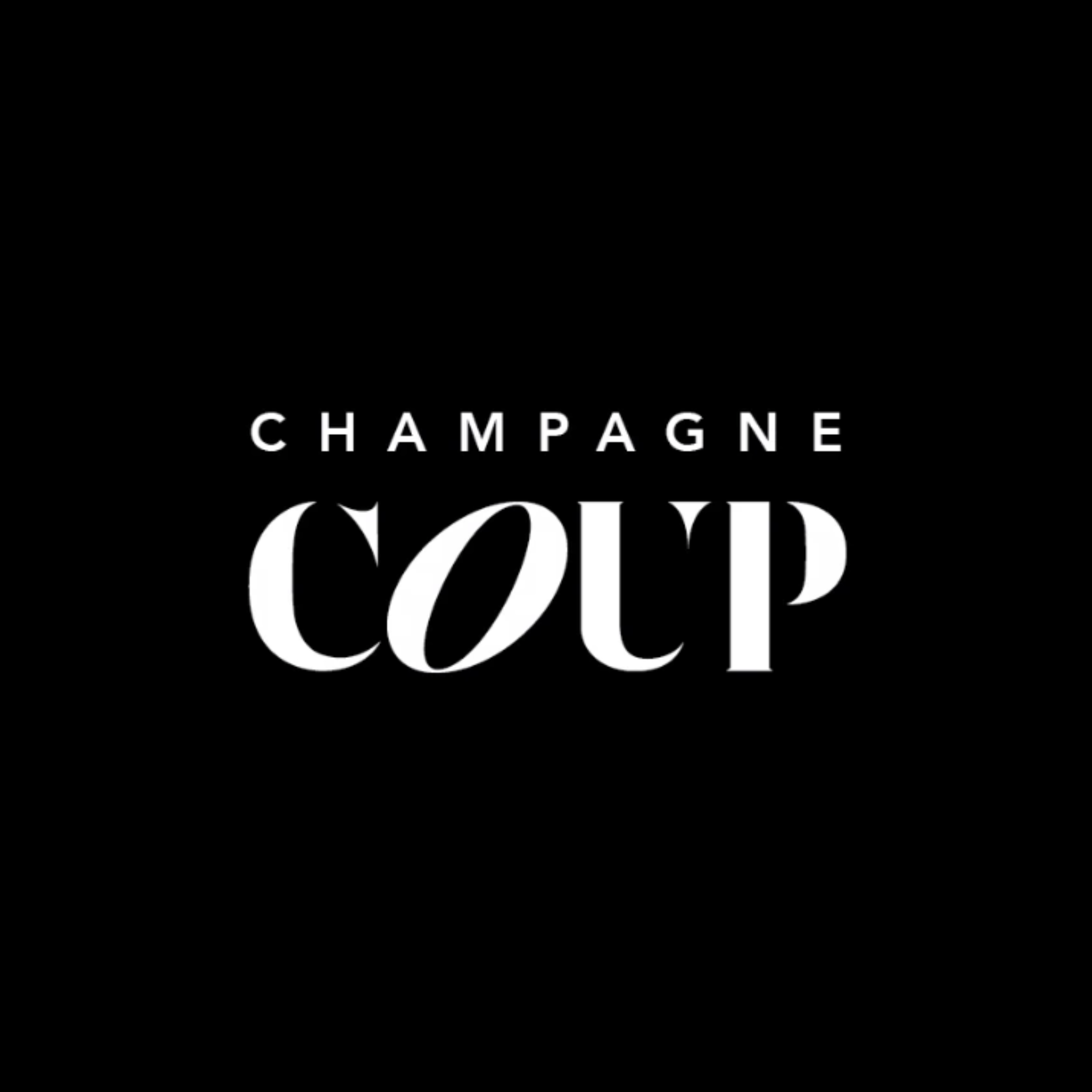 Black background with white text that reads "Champagne Coup" in stylized font.