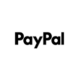 PayPal logo in black and white.