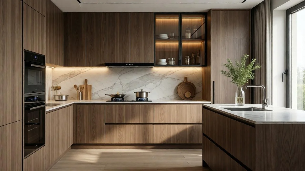 Refined kitchen with cohesive materials and minimal visual noise for a clean and calm feel