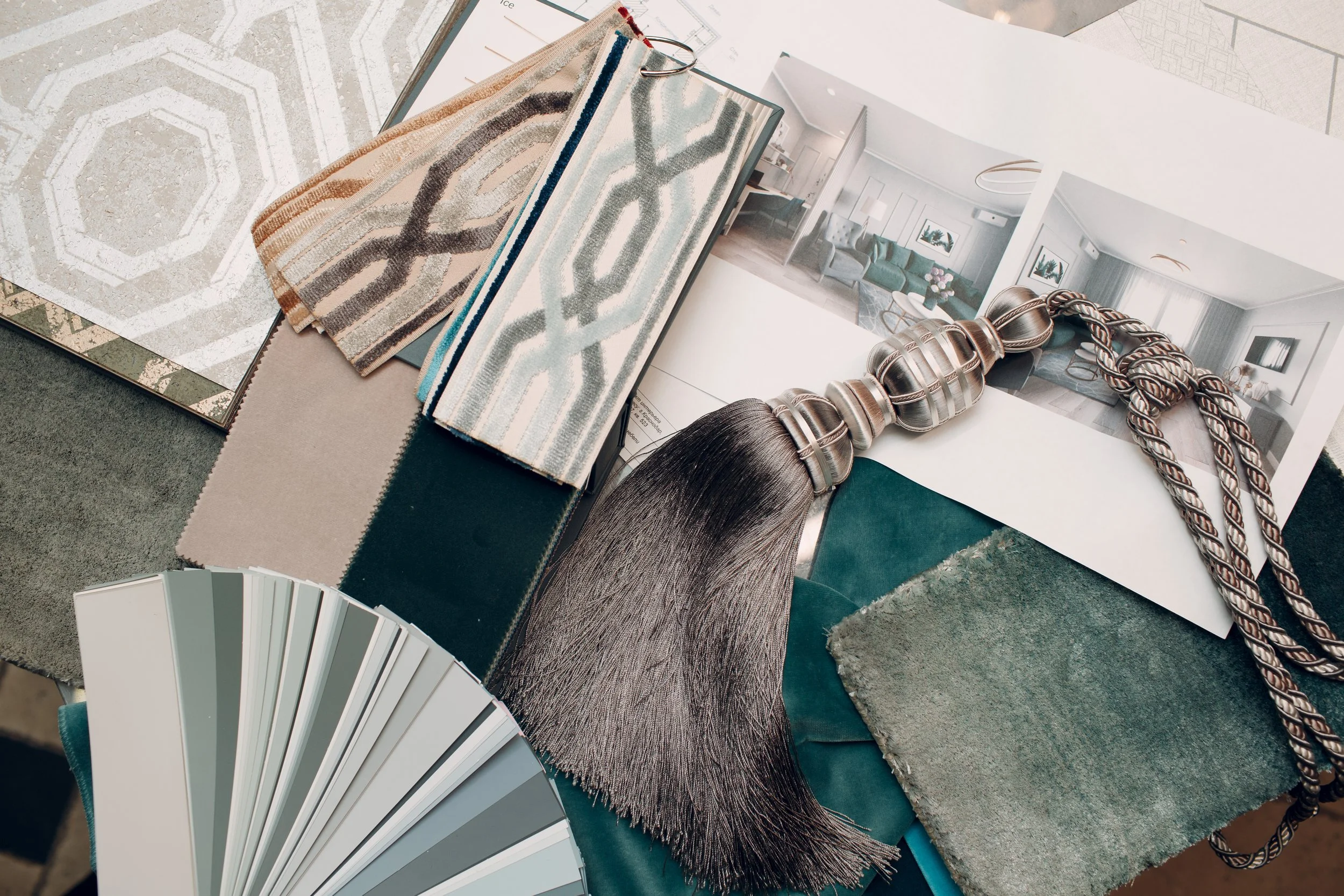 Interior design material selections laid out to support intentional planning and cohesive remodeling decisions