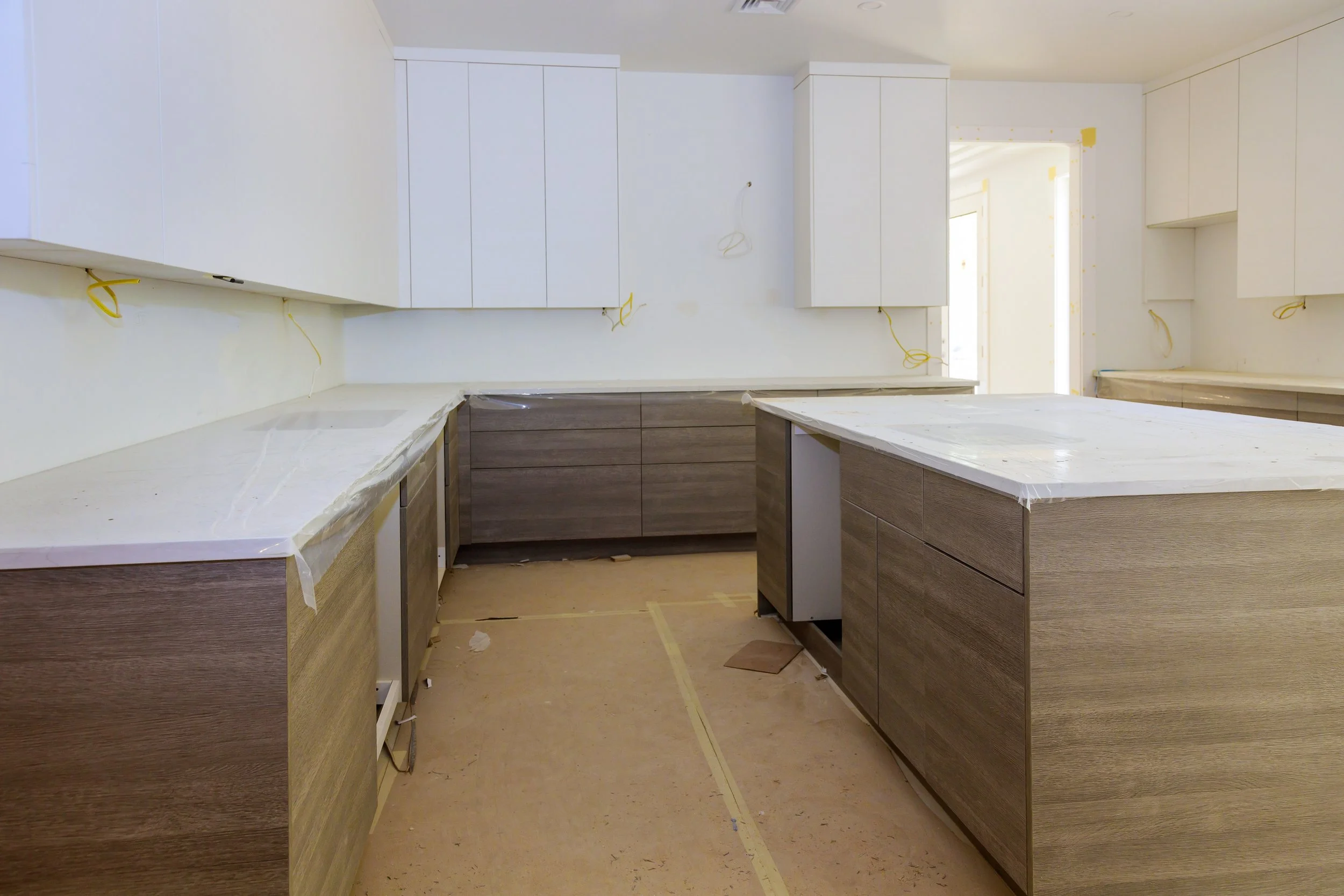 New cabinetry installed before final finishes