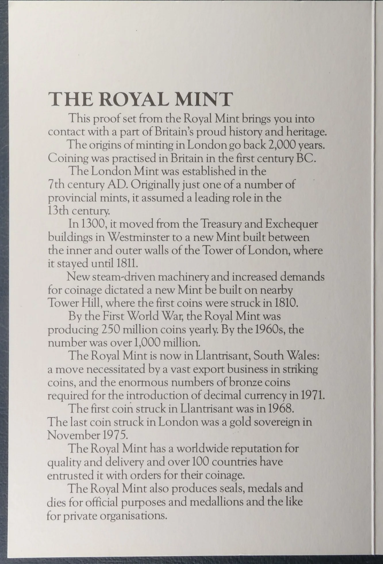 Royal Mint Commemorative Proof Set 1993 summary