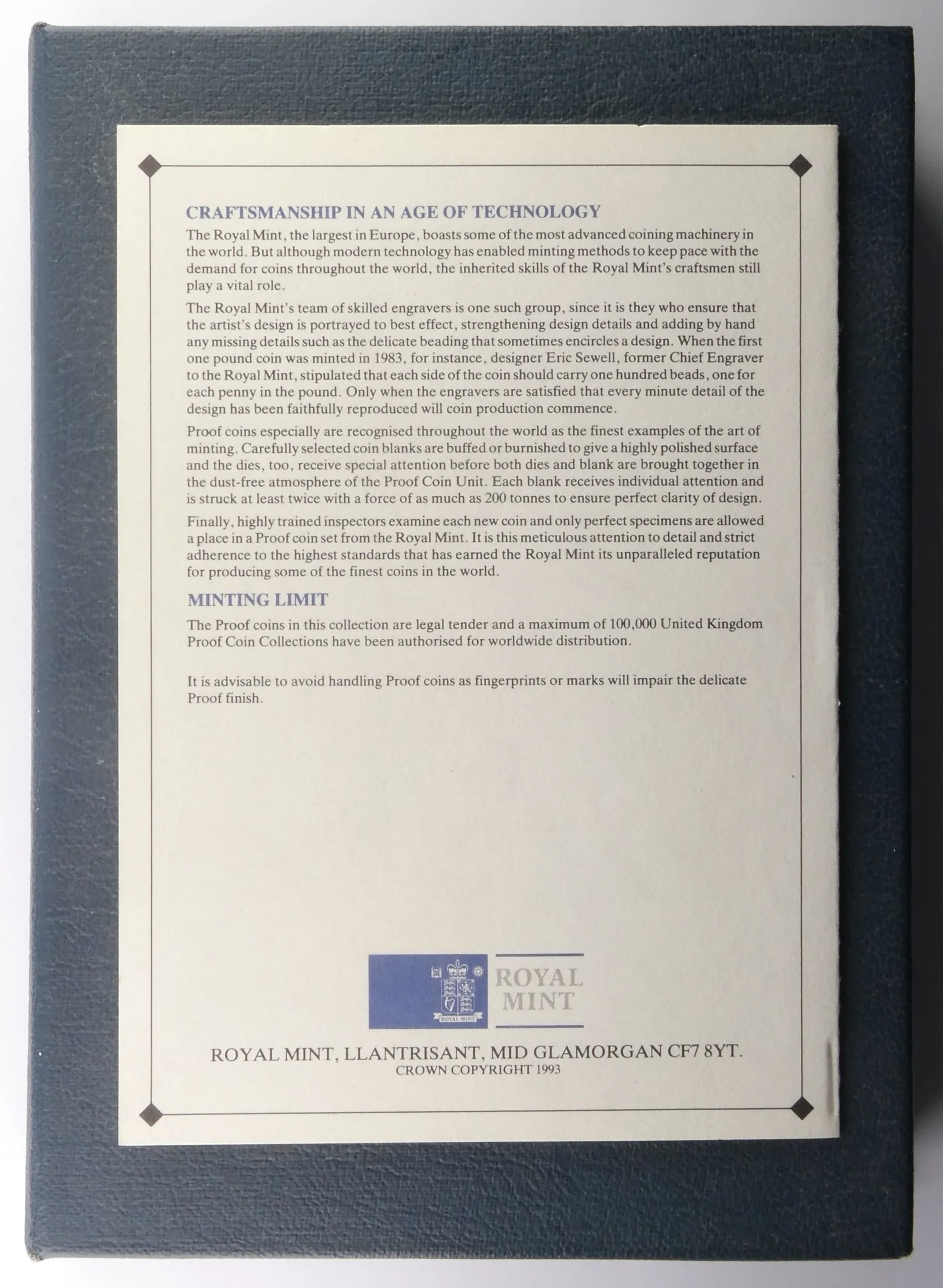 Royal Mint Commemorative Proof Set 1993 contents description
