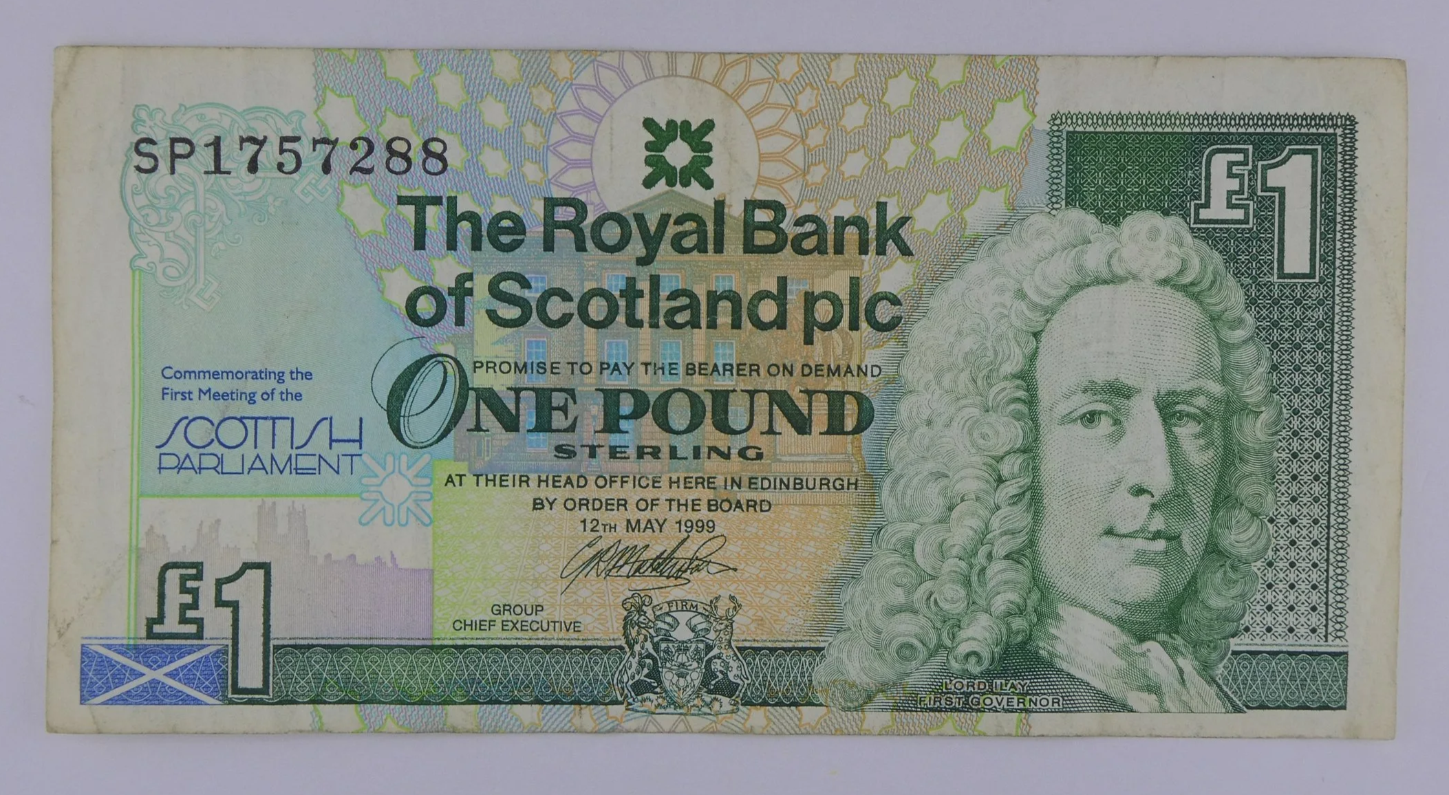 Royal Bank of Scotland One Pound Note Scottish Parliament front