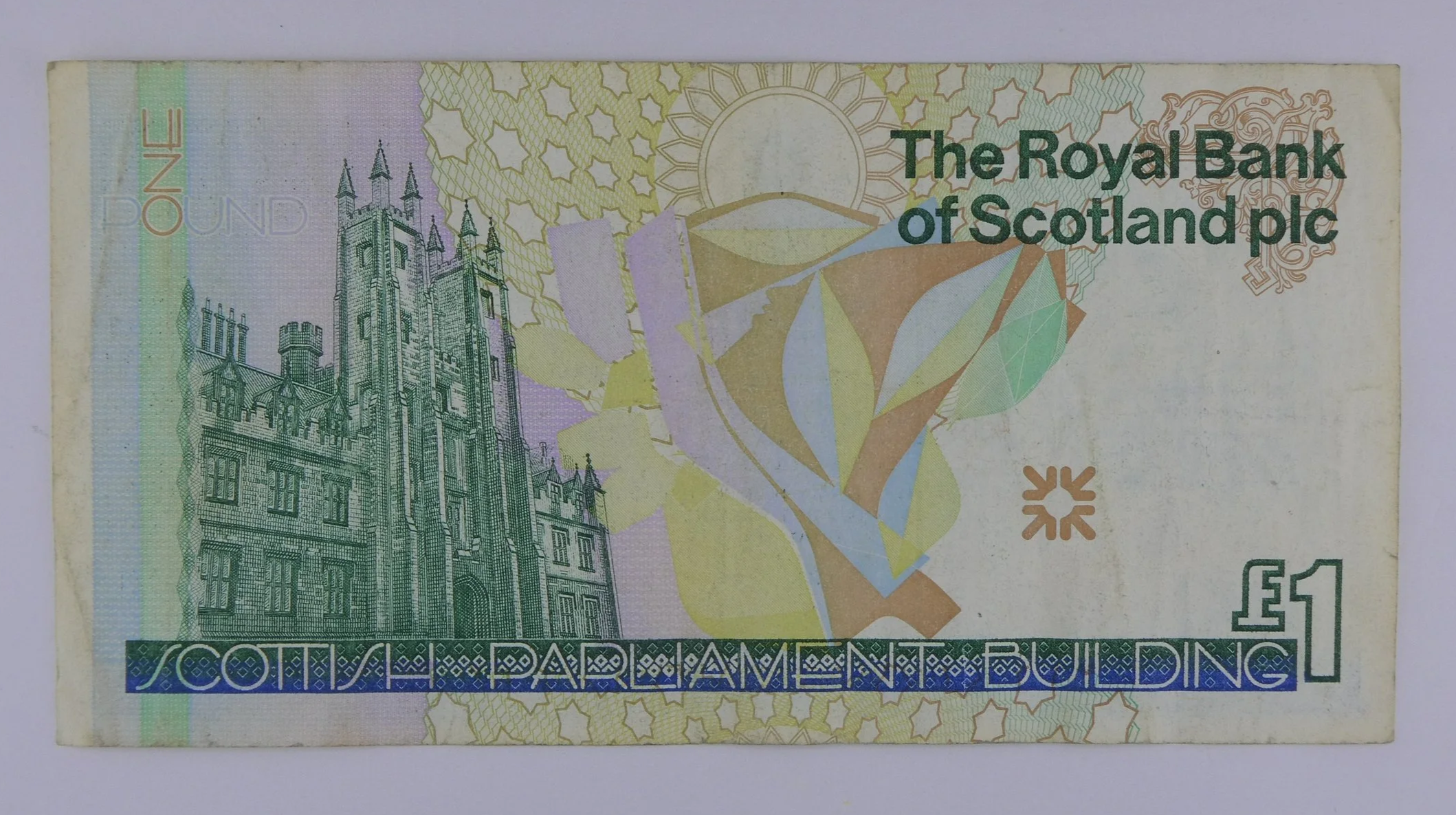 Royal Bank of Scotland One Pound Note Scottish Parliament rear