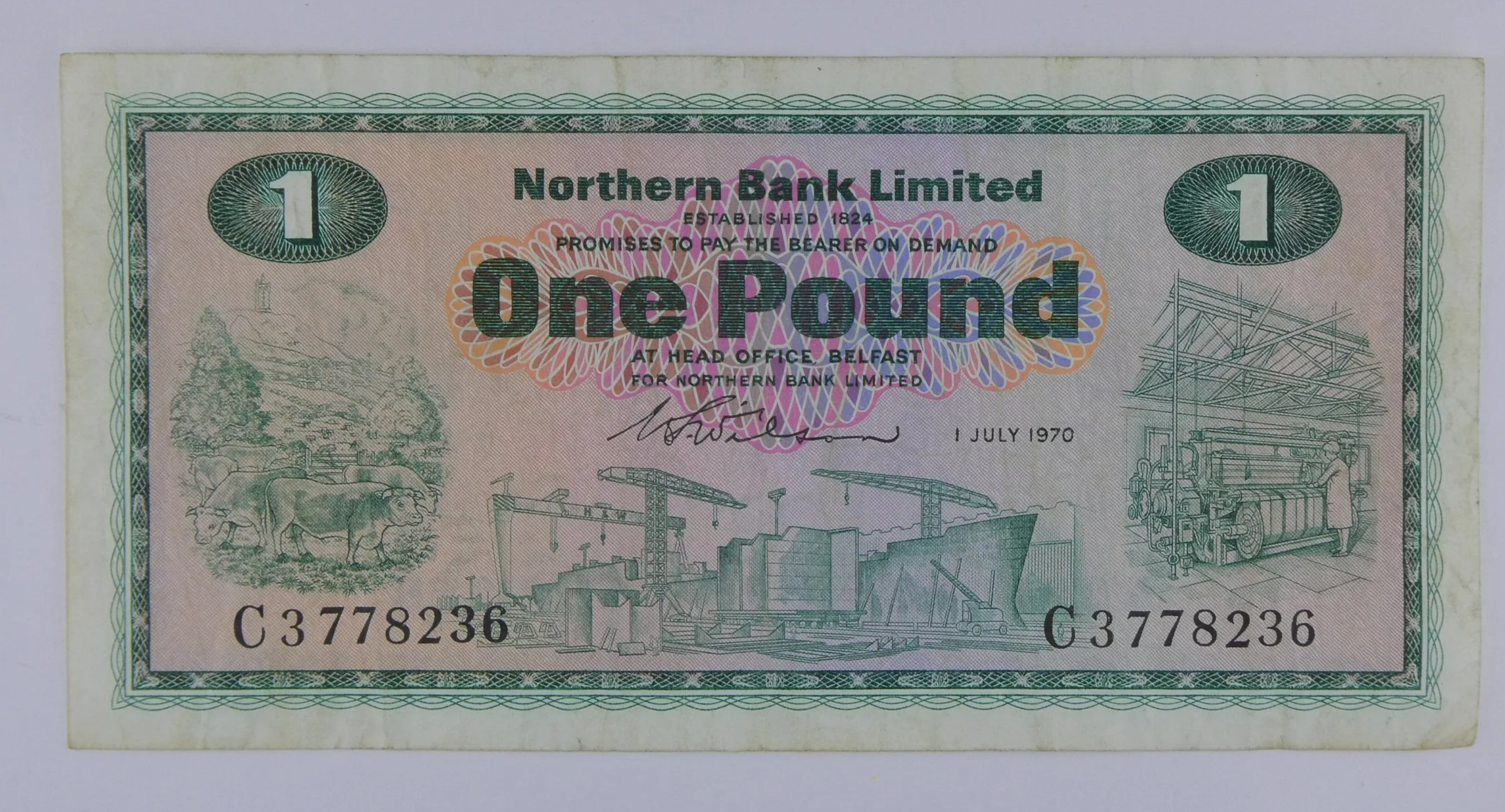 Northern Bank of Ulster Limited 1970 £1 Note front