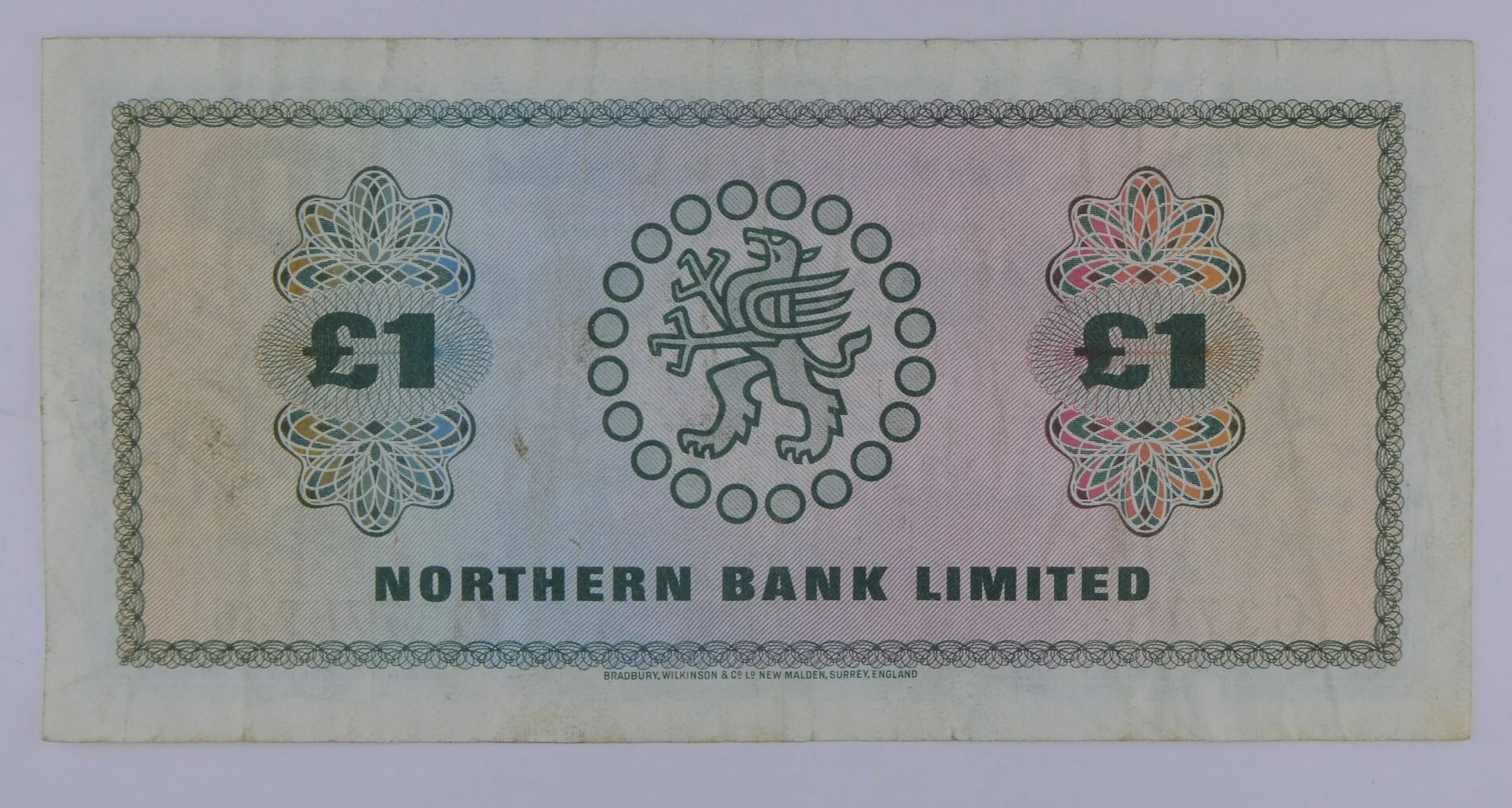 Northern Bank of Ulster Limited 1970 £1 Note rear