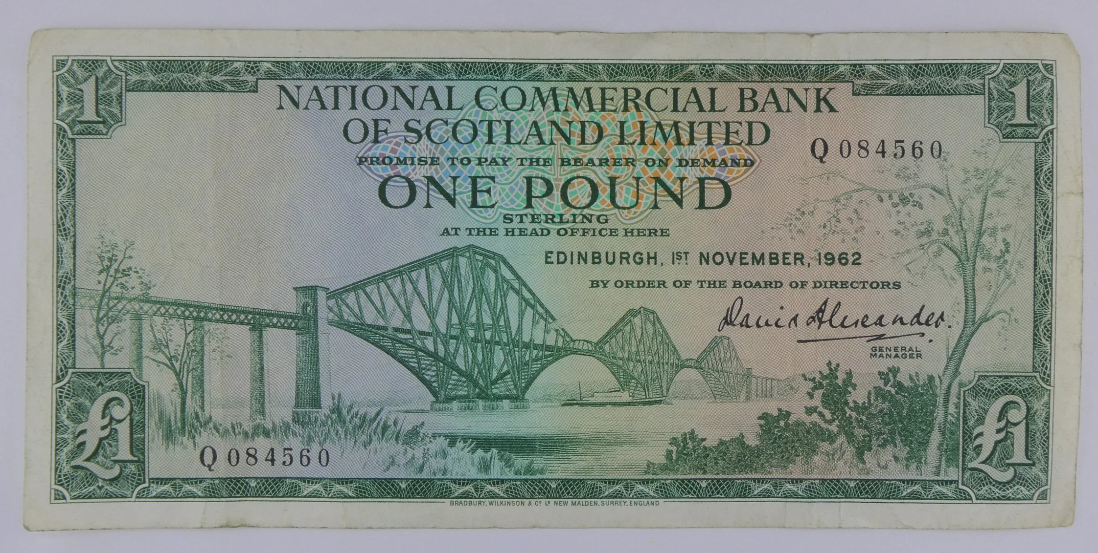 National Commercial Bank of Scotland 1962 One Pound Note front